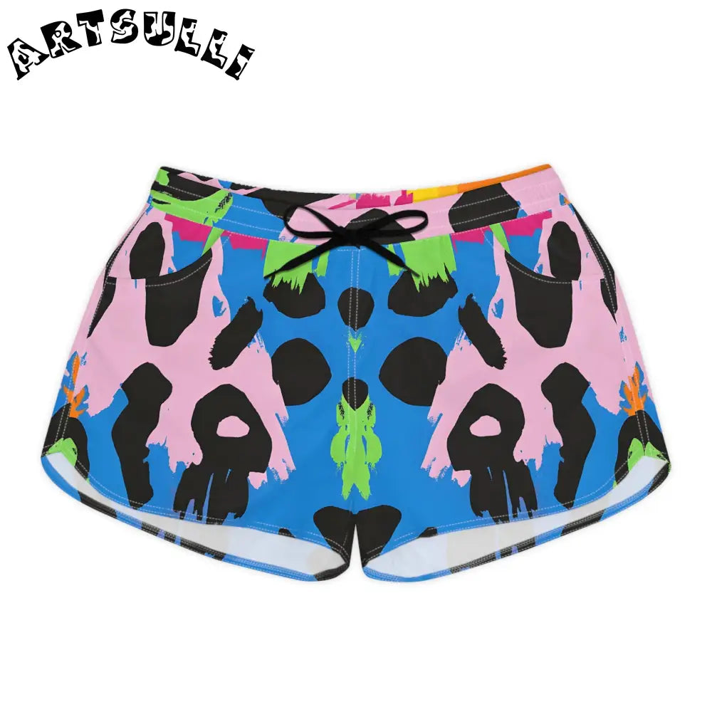 90s Neon Women's Casual Shorts (AOP), Artsulli - Art is Long, Life is Short, All Over Prints, Size, S, Color, Black drawstring, , , 23410278581117171053