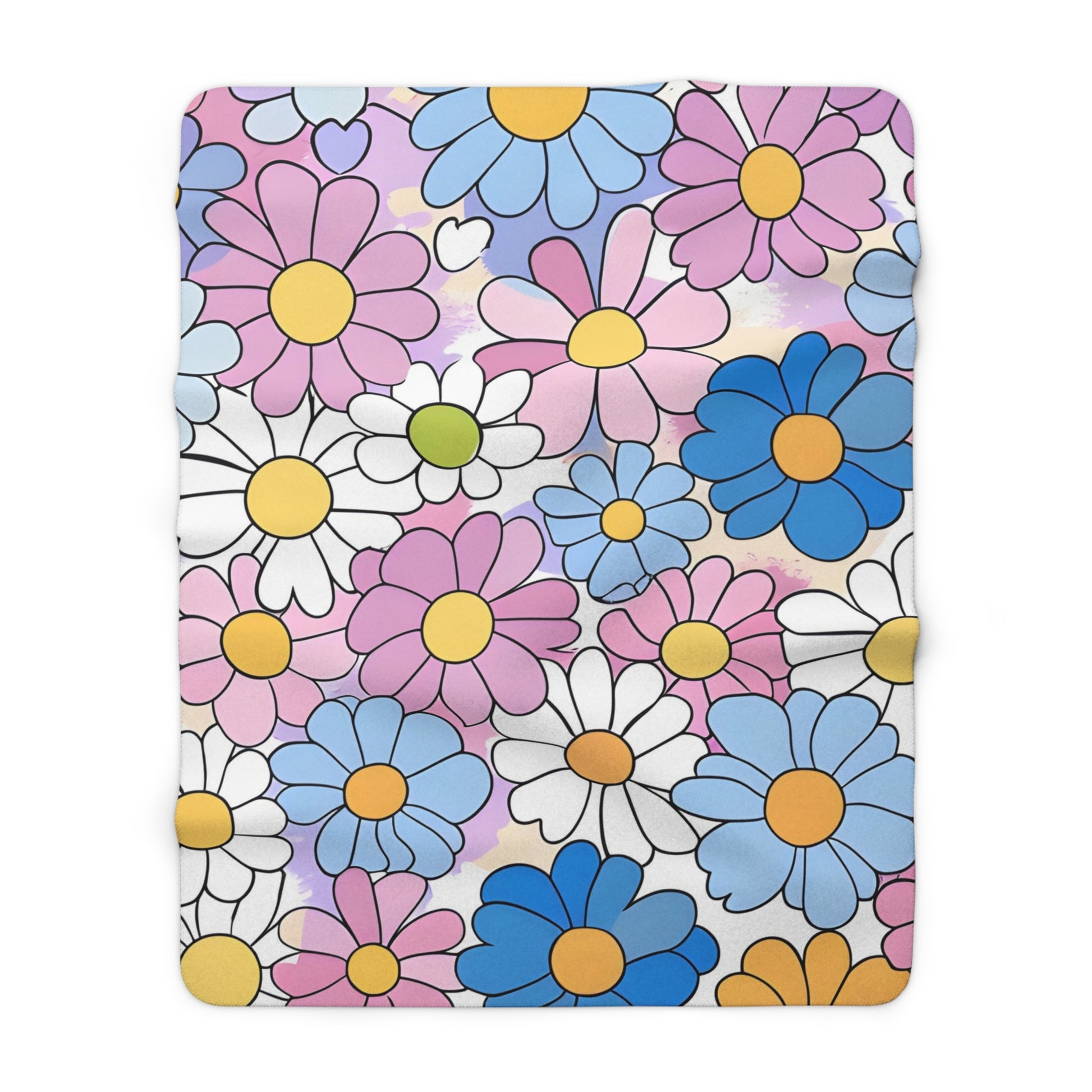 Flower Hour Purple and Blue Sherpa Fleece Blanket, Artsulli - Art is Long, Life is Short, Home Decor, Size, 60" × 80", , , , , 52423007711207