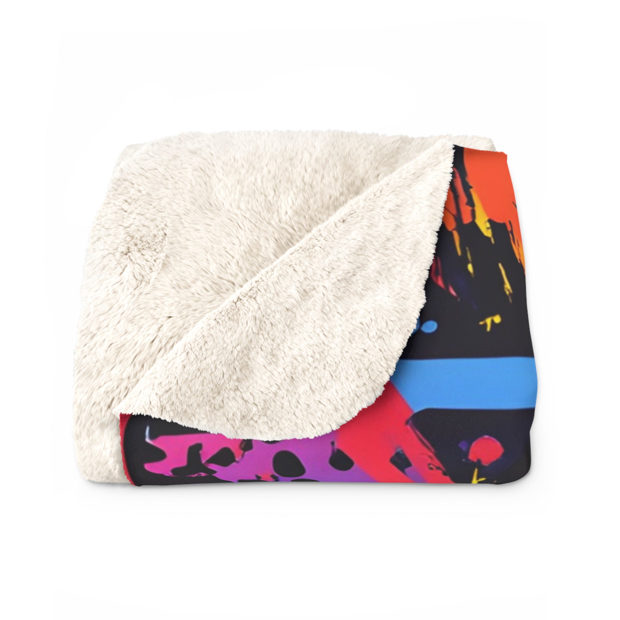 Retro Riot 80s Graffiti Stars Sherpa Fleece Blanket, Artsulli - Art is Long, Life is Short, Home Decor, , , , , , , 