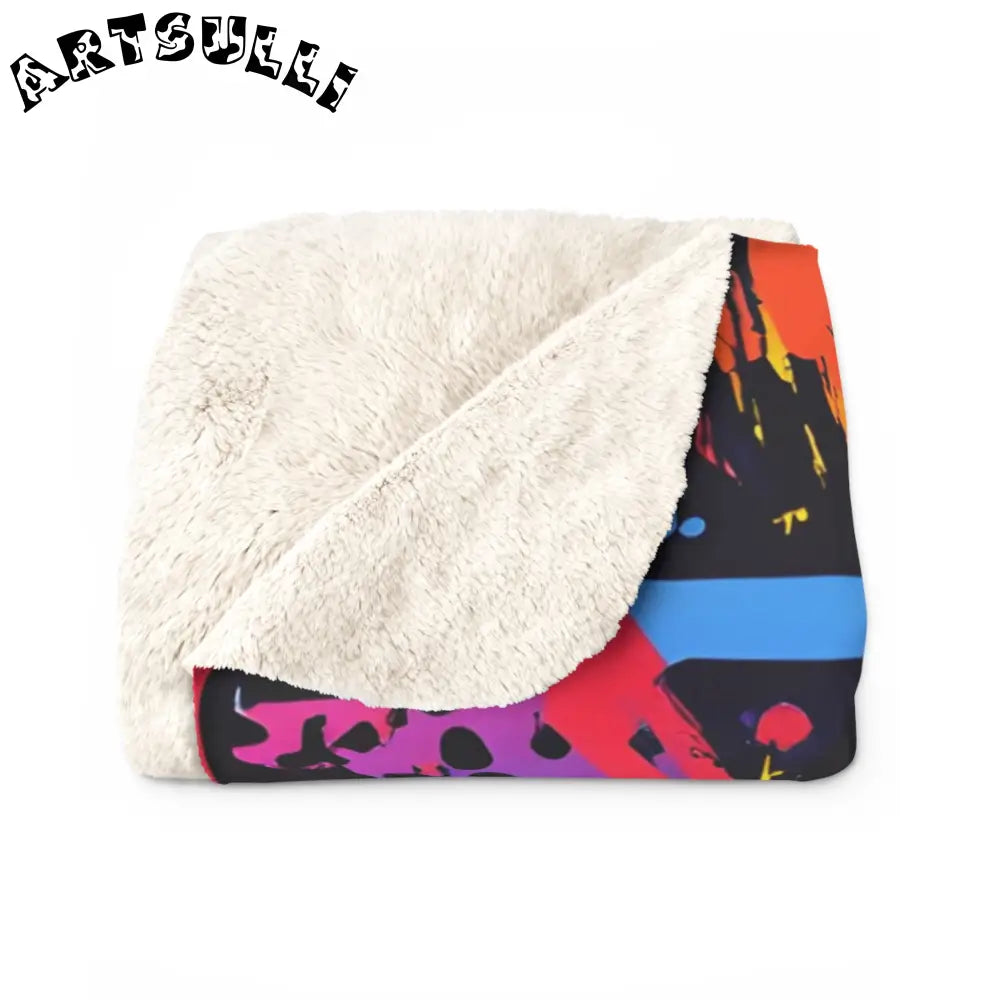 JAKKOUTTHEBXX Retro Riot 80s Graffiti Stars Sherpa Fleece Blanket