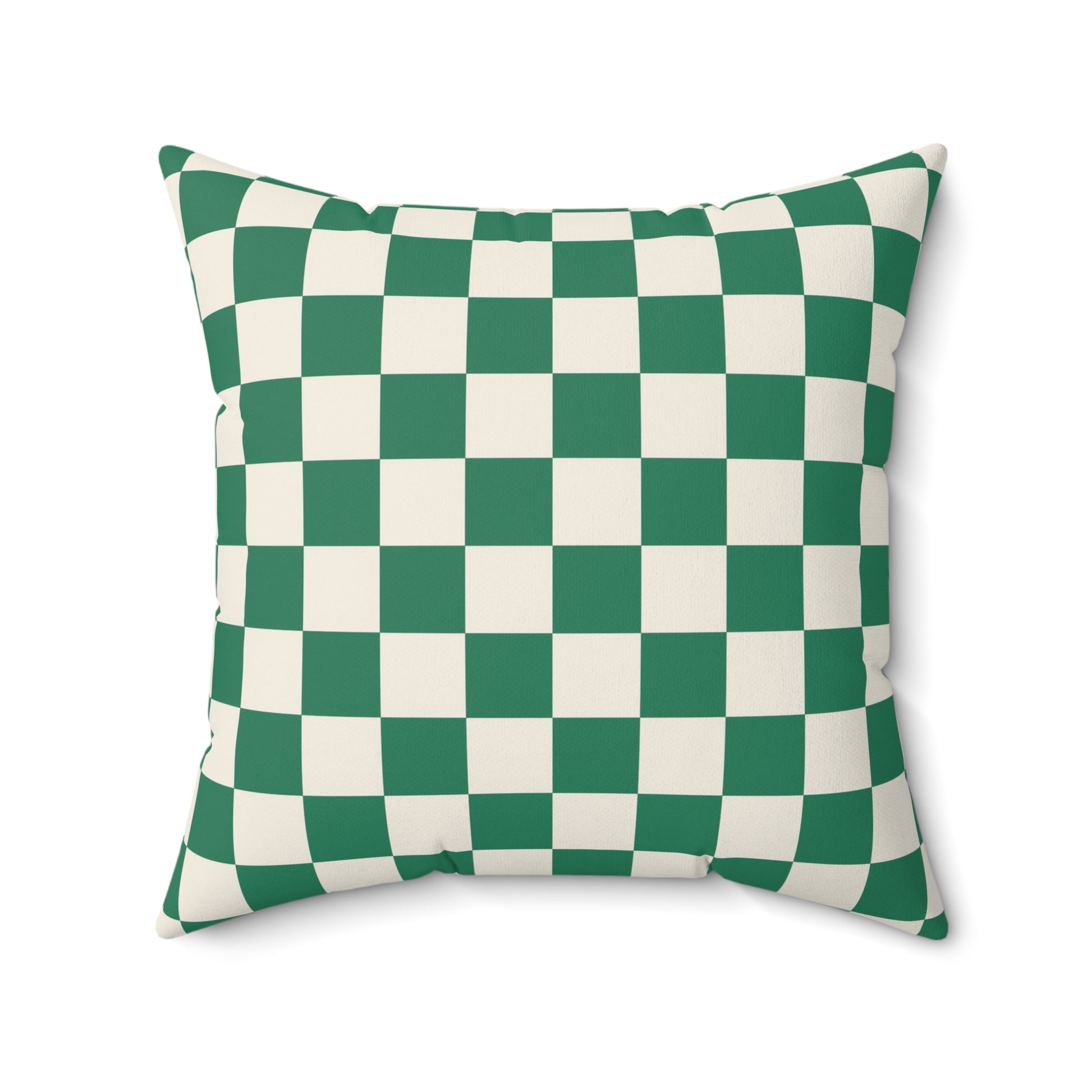 Checkerboard Dark Green Spun Polyester Square Pillow, Artsulli - Art is Long, Life is Short, Home Decor, , , , , , , 