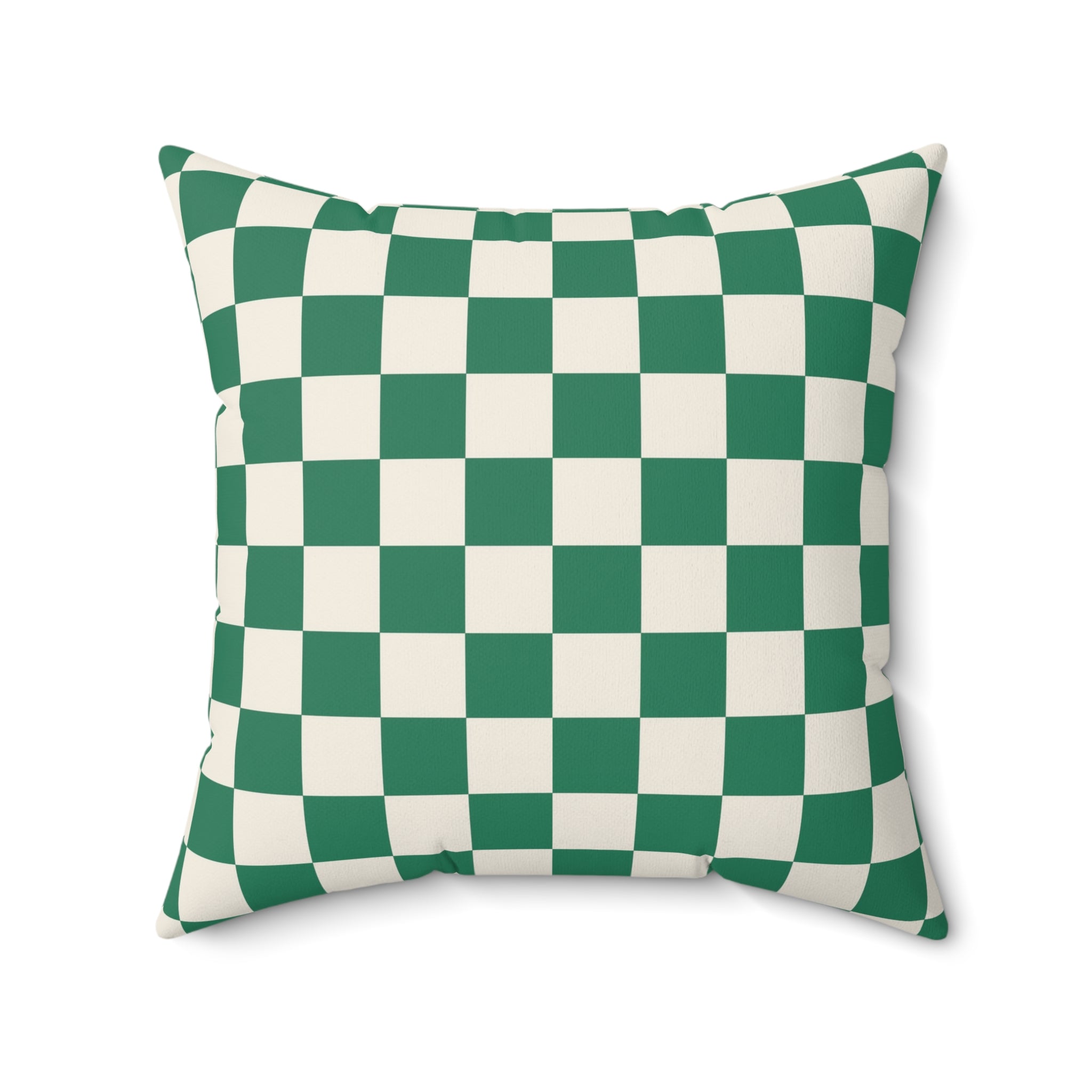 Checkerboard Dark Green Spun Polyester Square Pillow, Artsulli - Art is Long, Life is Short, Home Decor, , , , , , , 