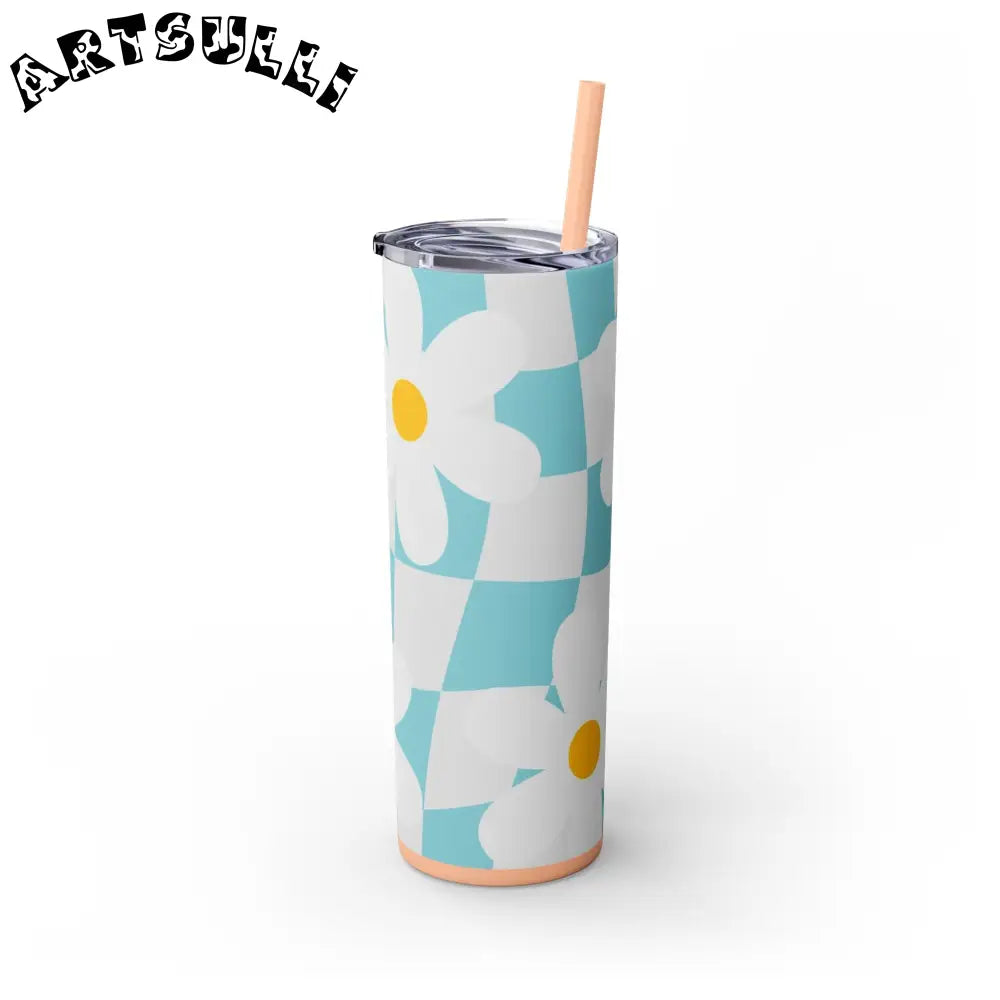 JAKKOUTTHEBXX Trippy Check Garden Skinny Tumbler with Straw 20oz