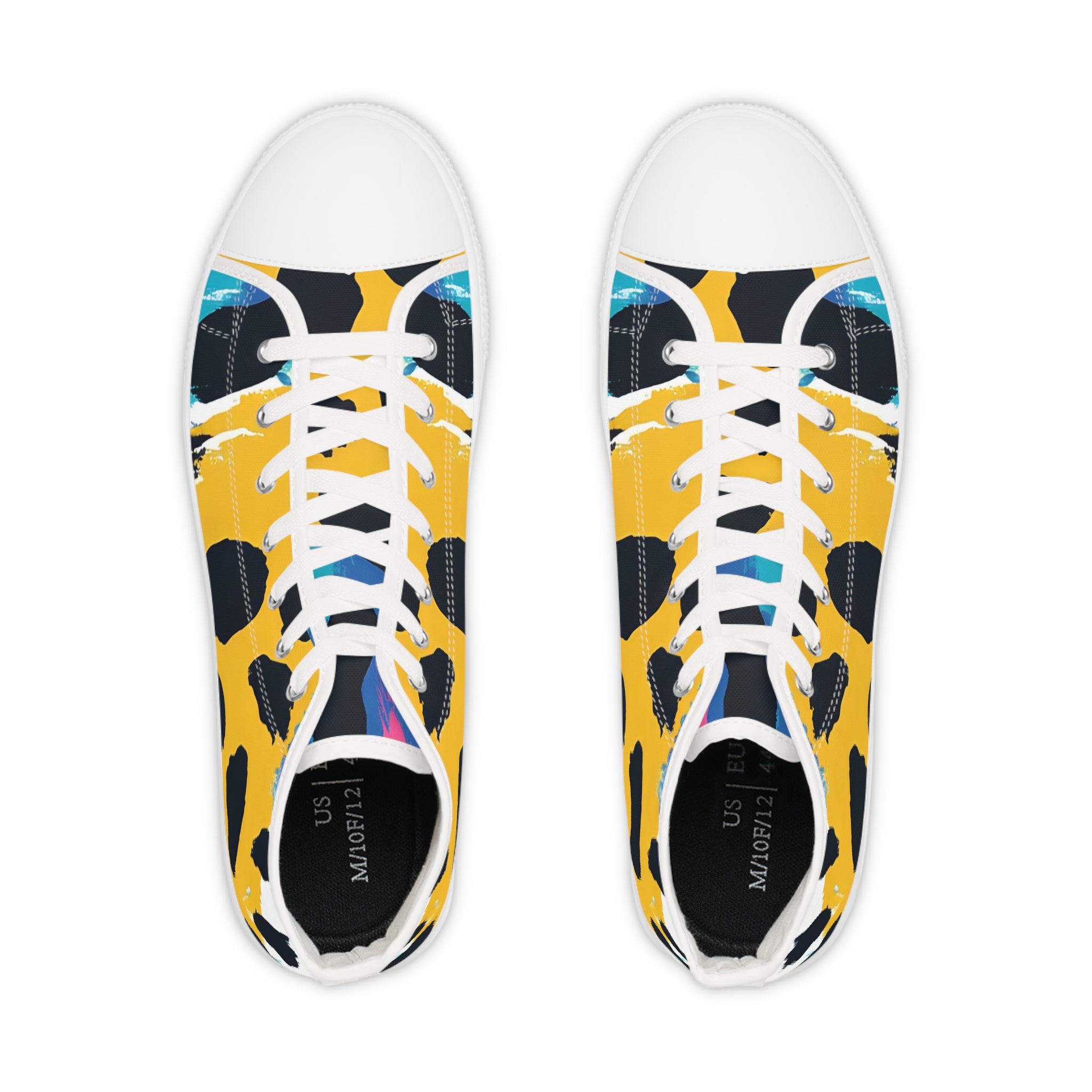 Leopard Print x Paint Brush Strokes II Multi-Color Men's High Top Sneakers, Artsulli - Art is Long, Life is Short, Shoes, , , , , , , 