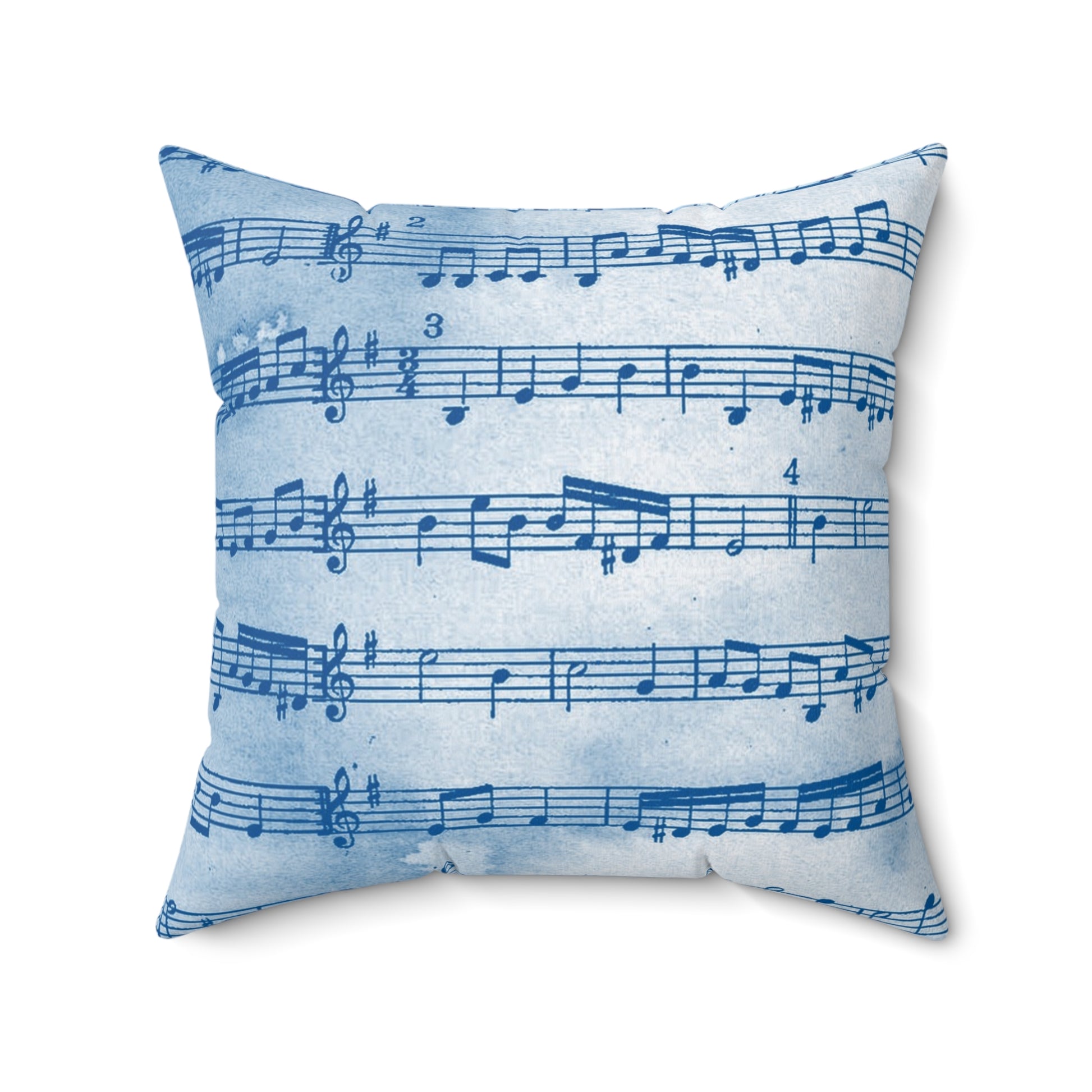 Drip Spill Type Beat Sheet Music Blue Spun Polyester Square Pillow, Artsulli - Art is Long, Life is Short, Home Decor, , , , , , , 