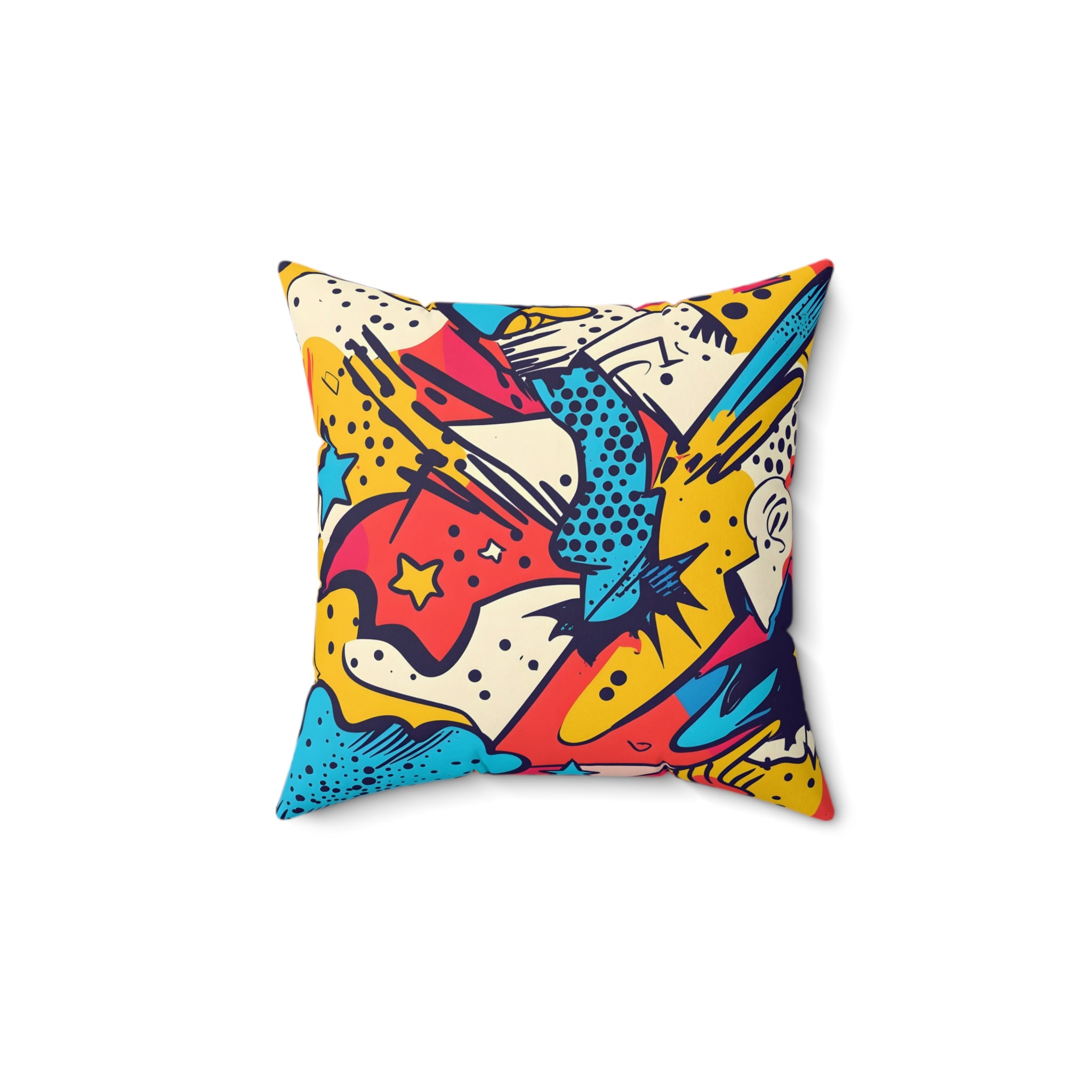 Comic x Pop Art Spun Polyester Square Pillow, Artsulli - Art is Long, Life is Short, Home Decor, Size, 14" × 14", , , , , 25742764362664444532