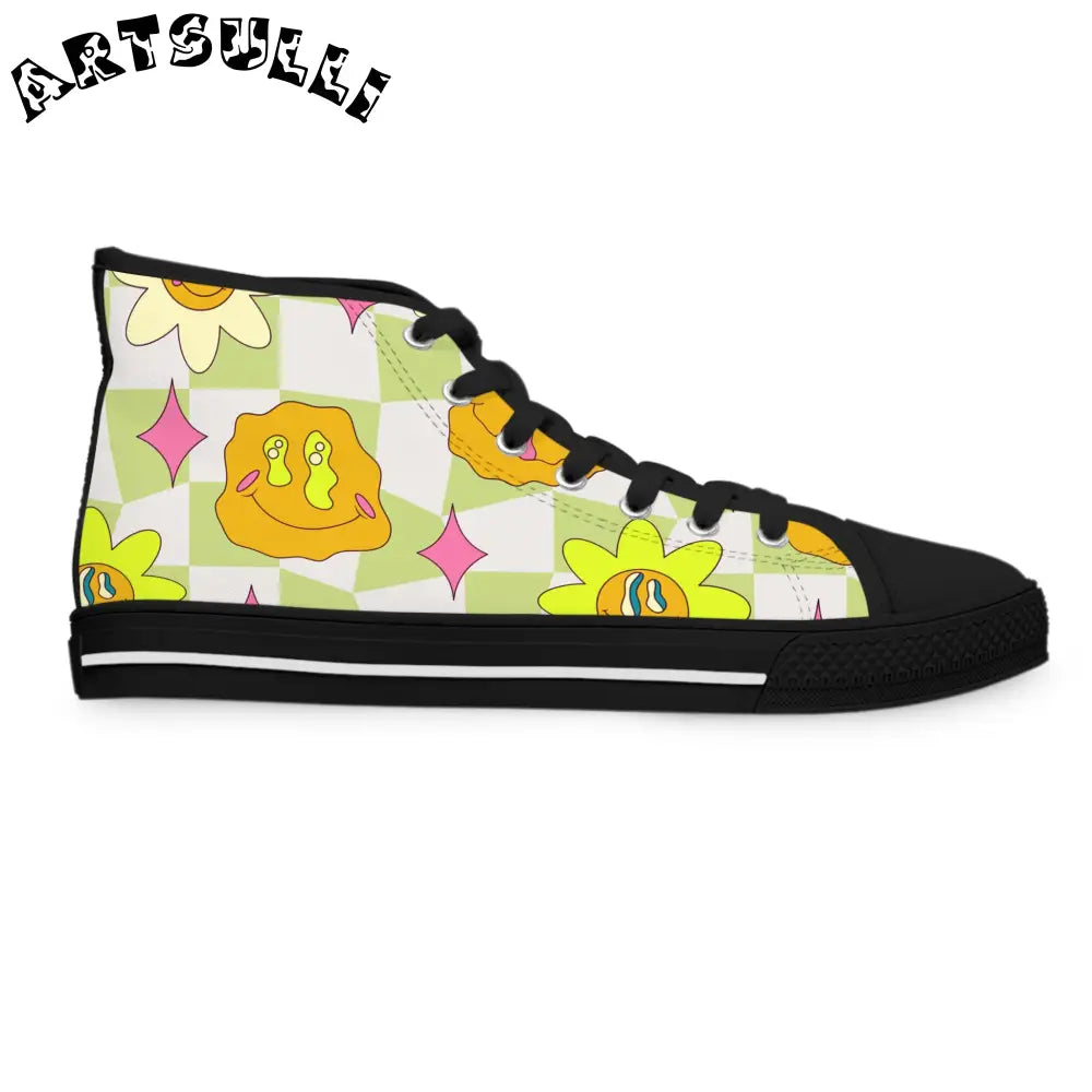 JAKKOUTTHEBXX Sunflower x Checkerboard Trippy Women’s High Top