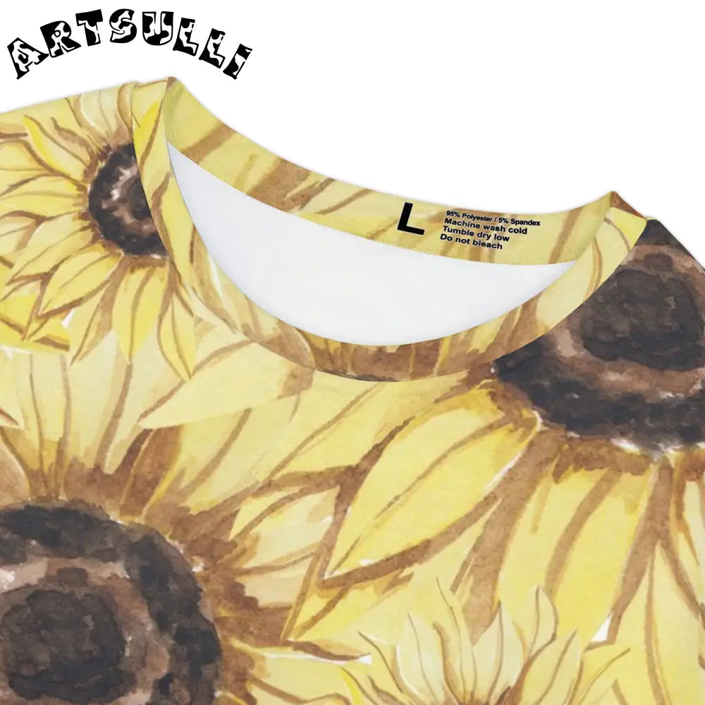 JAKKOUTTHEBXX Retro Anime Sunflower Women’s Short Sleeve Shirt (AOP)
