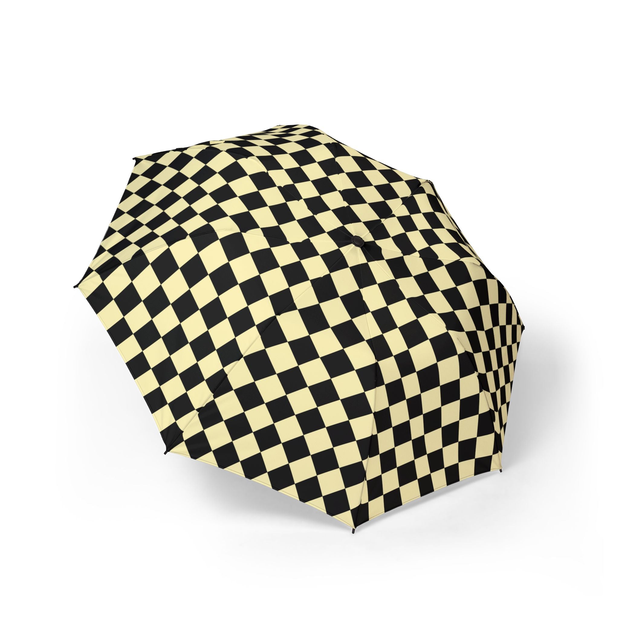 Checkerboard II Black and Yellow Semi-Automatic Foldable Umbrella, Artsulli - Art is Long, Life is Short, Accessories, Size, One size, , , , , 31507965972281092177