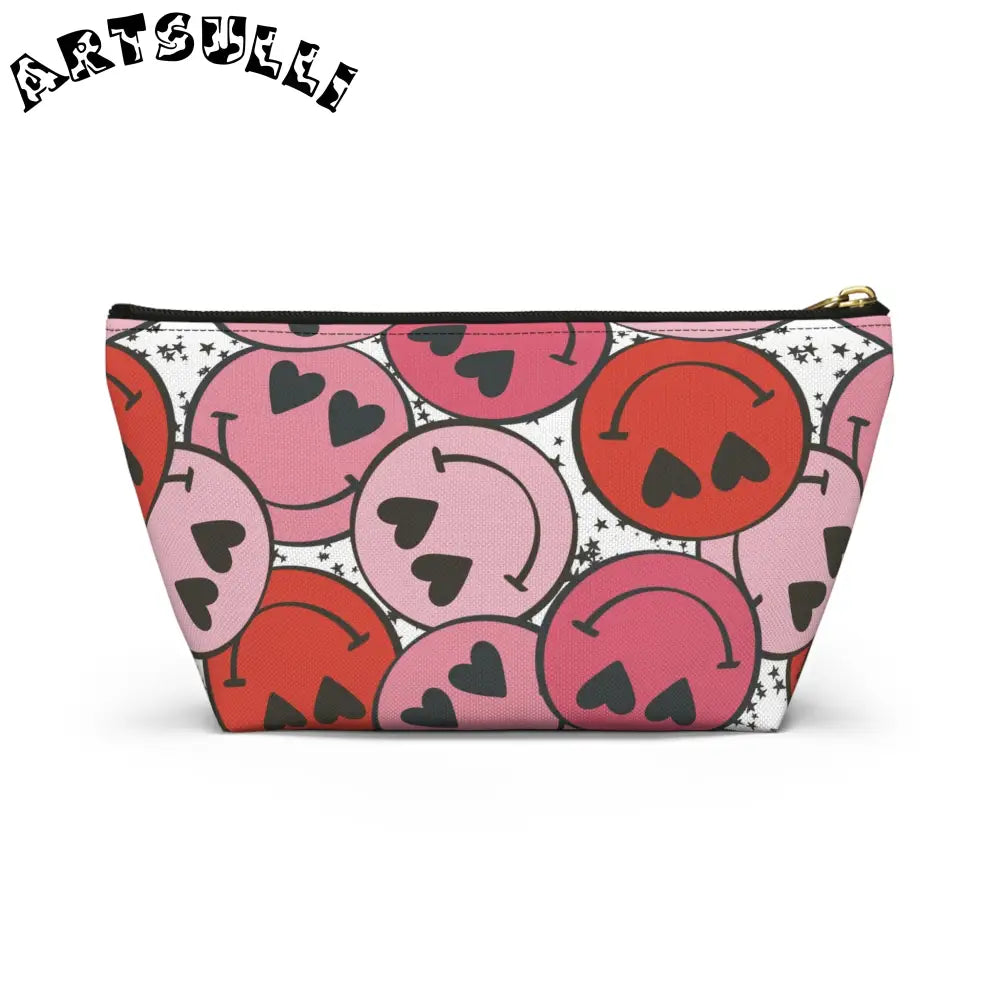 JAKKOUTTHEBXX Smiley Face x Heart Eyes Red and Pink cessory Pouch w