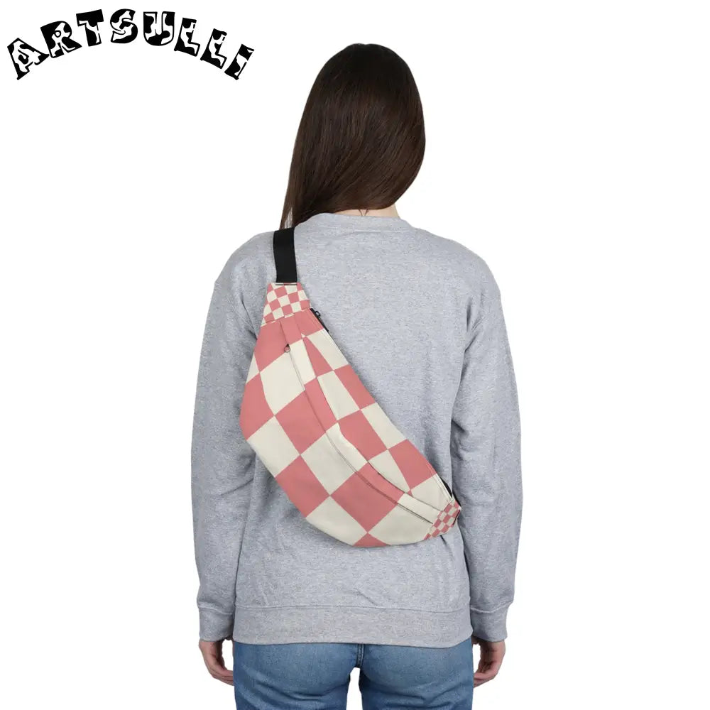 JAKKOUTTHEBXX Retro Checkered Grassland Sprites Large Fanny Pack