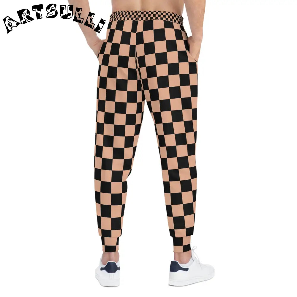 JAKKOUTTHEBXX Checkerboard Soft Orange and Black Athletic Joggers