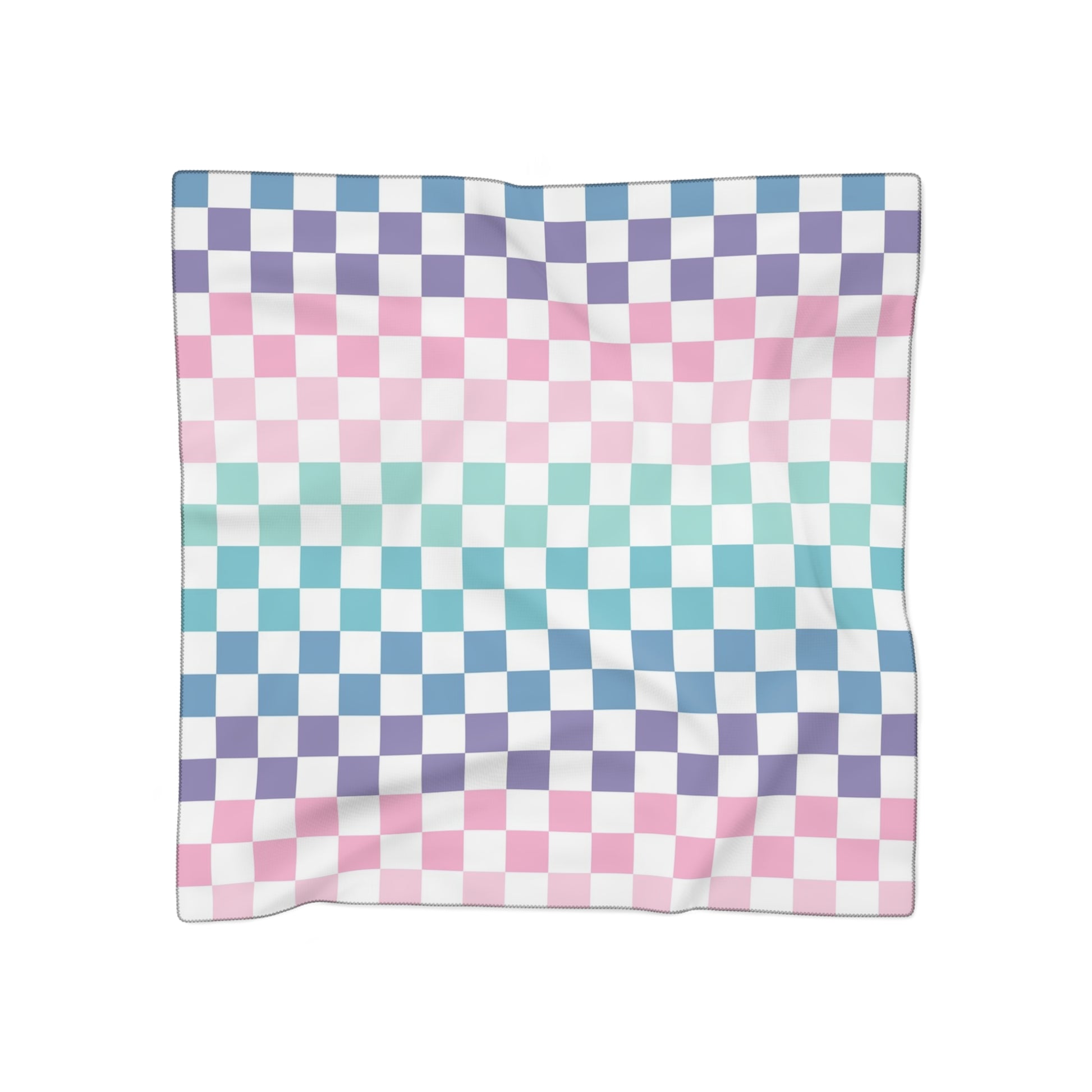 Vaporwave Rainbow  Checkerboard Multi-Color Poly Scarf, Artsulli - Art is Long, Life is Short, Accessories, Color, Poly chiffon, Size, 50" × 50", , , 17732967267586669518