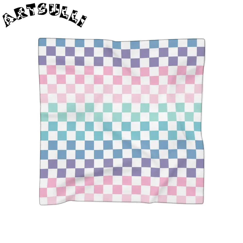 JAKKOUTTHEBXX Vaporwave Rainbow Checkerboard Multi-Color Poly Scarf