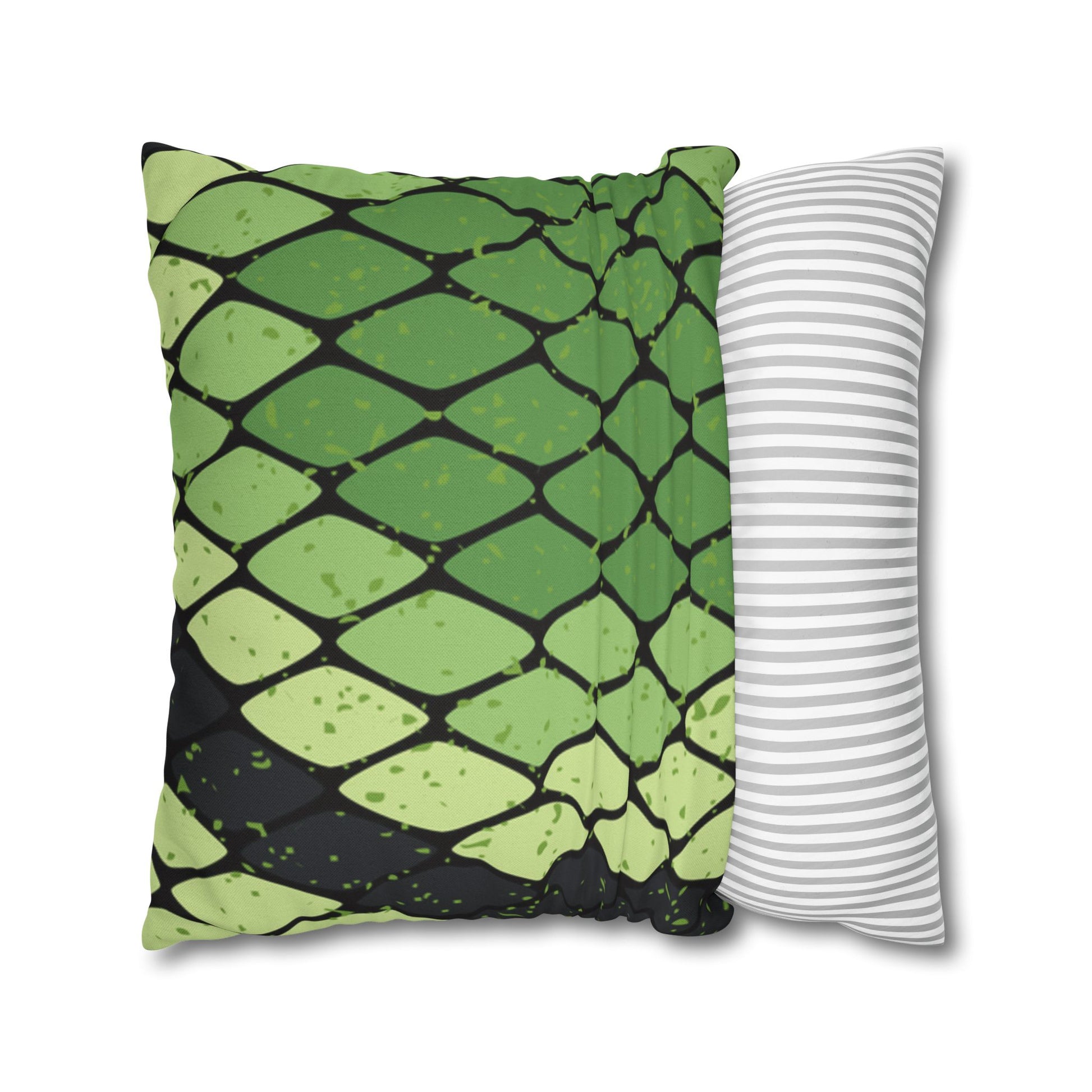 Snake Skin Green and Black Spun Polyester Square Pillowcase, Artsulli - Art is Long, Life is Short, Home Decor, , , , , , , 