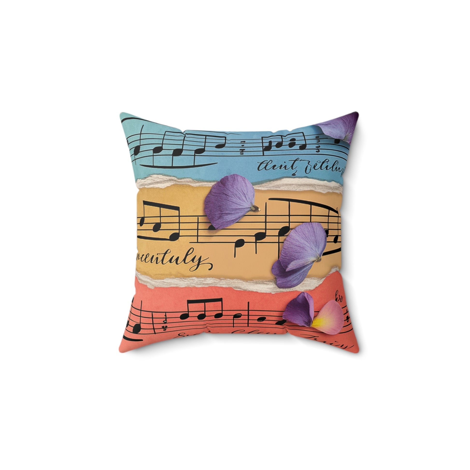 Torn Type Beat Sheet Music Multi-Color Spun Polyester Square Pillow, Artsulli - Art is Long, Life is Short, Home Decor, , , , , , , 