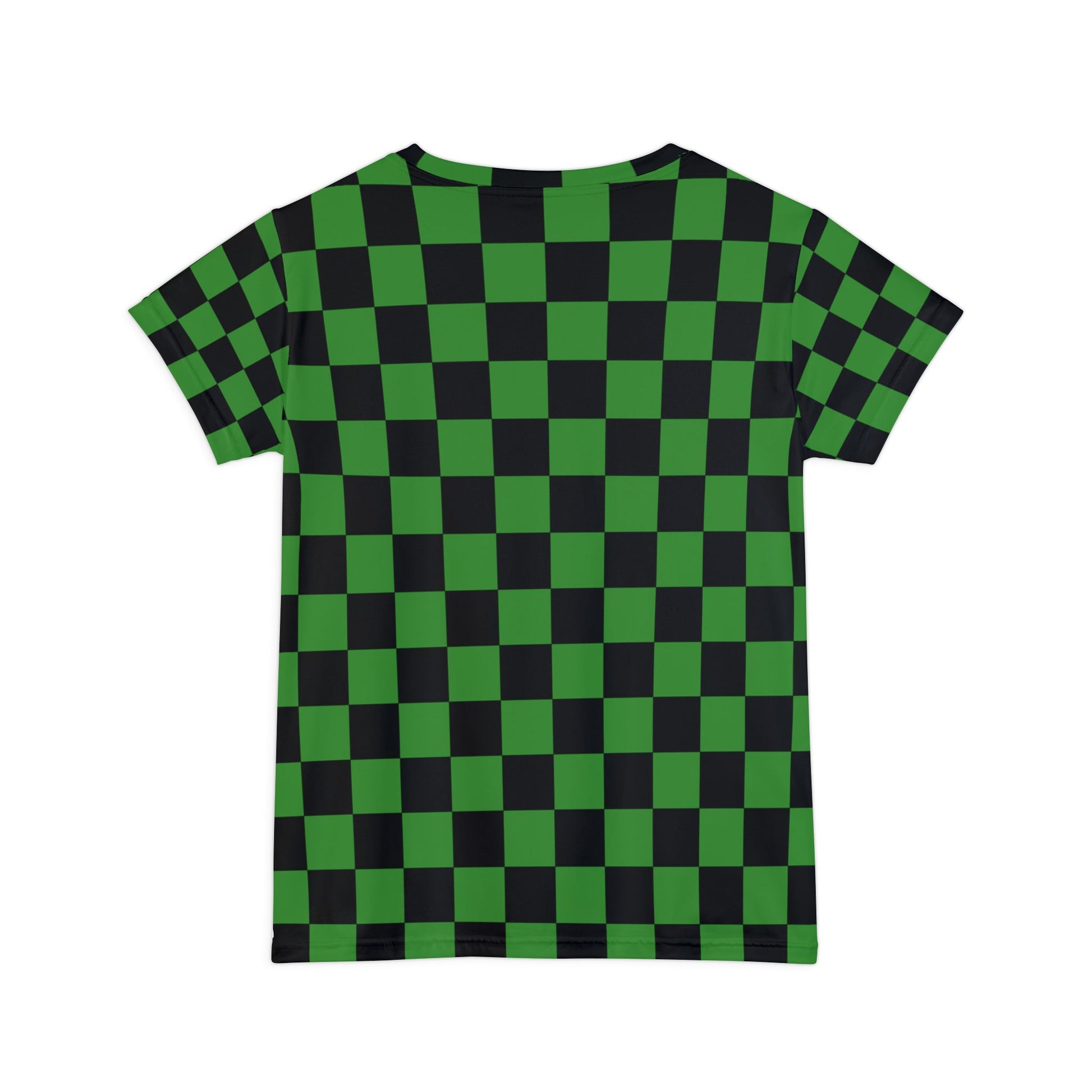 Checkerboard Green and Black Women's Short Sleeve Shirt (AOP), Artsulli - Art is Long, Life is Short, All Over Prints, , , , , , , 