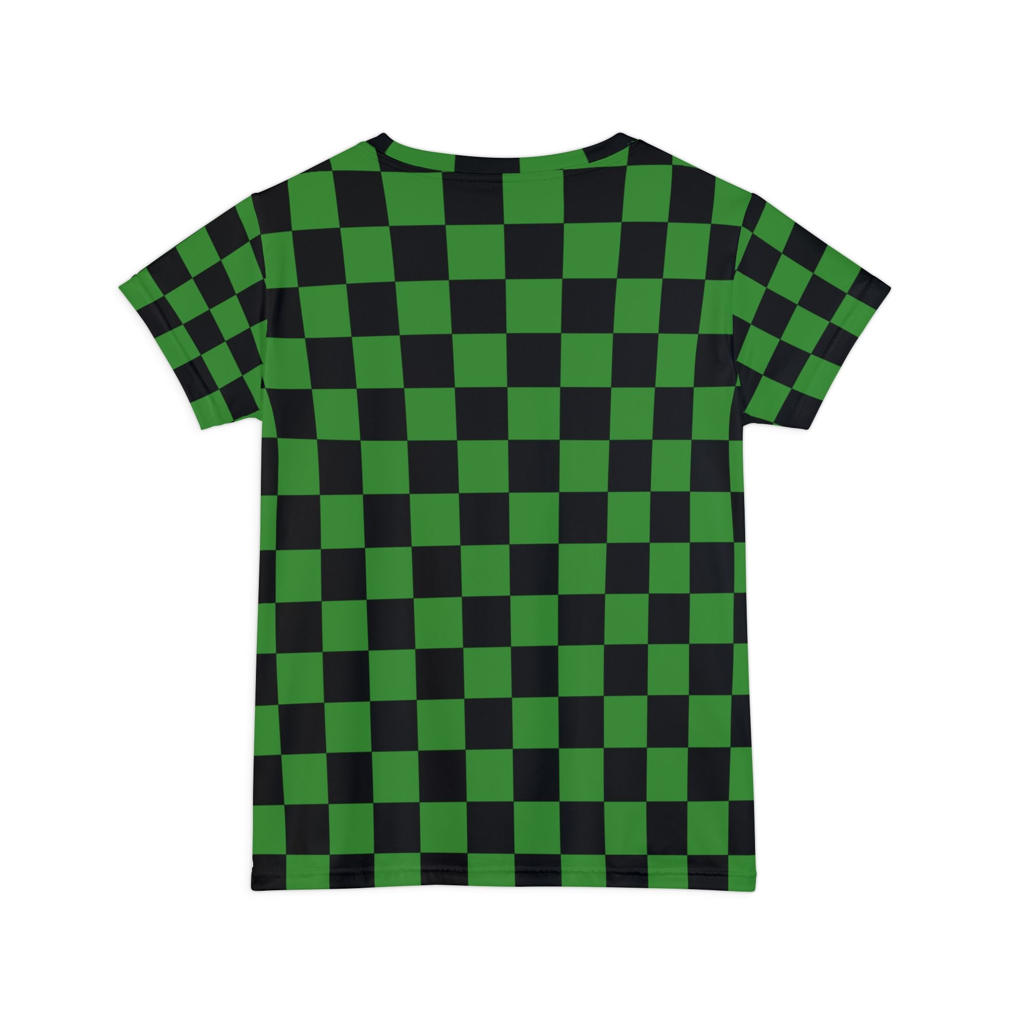 Checkerboard Green and Black Women's Short Sleeve Shirt (AOP), Artsulli - Art is Long, Life is Short, All Over Prints, , , , , , , 