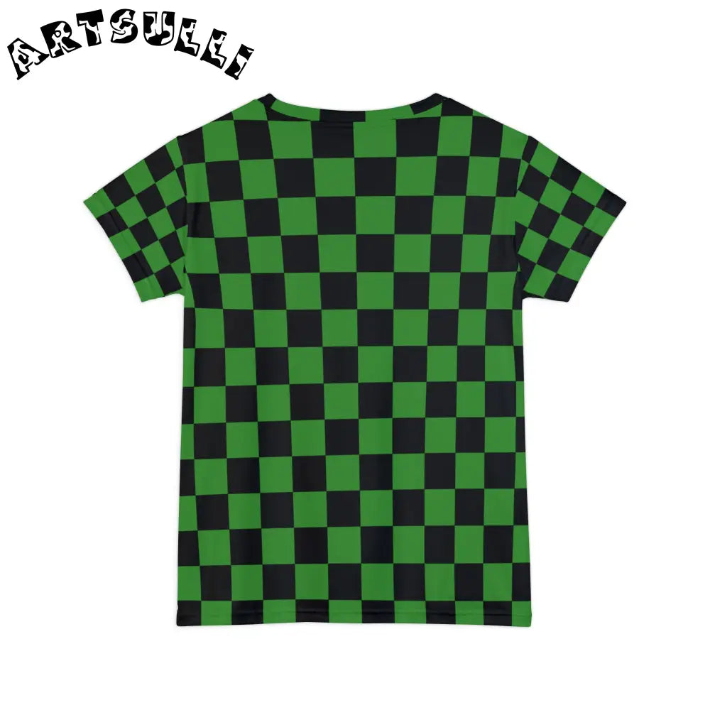 JAKKOUTTHEBXX Checkerboard Green and Black Women’s Short Sleeve