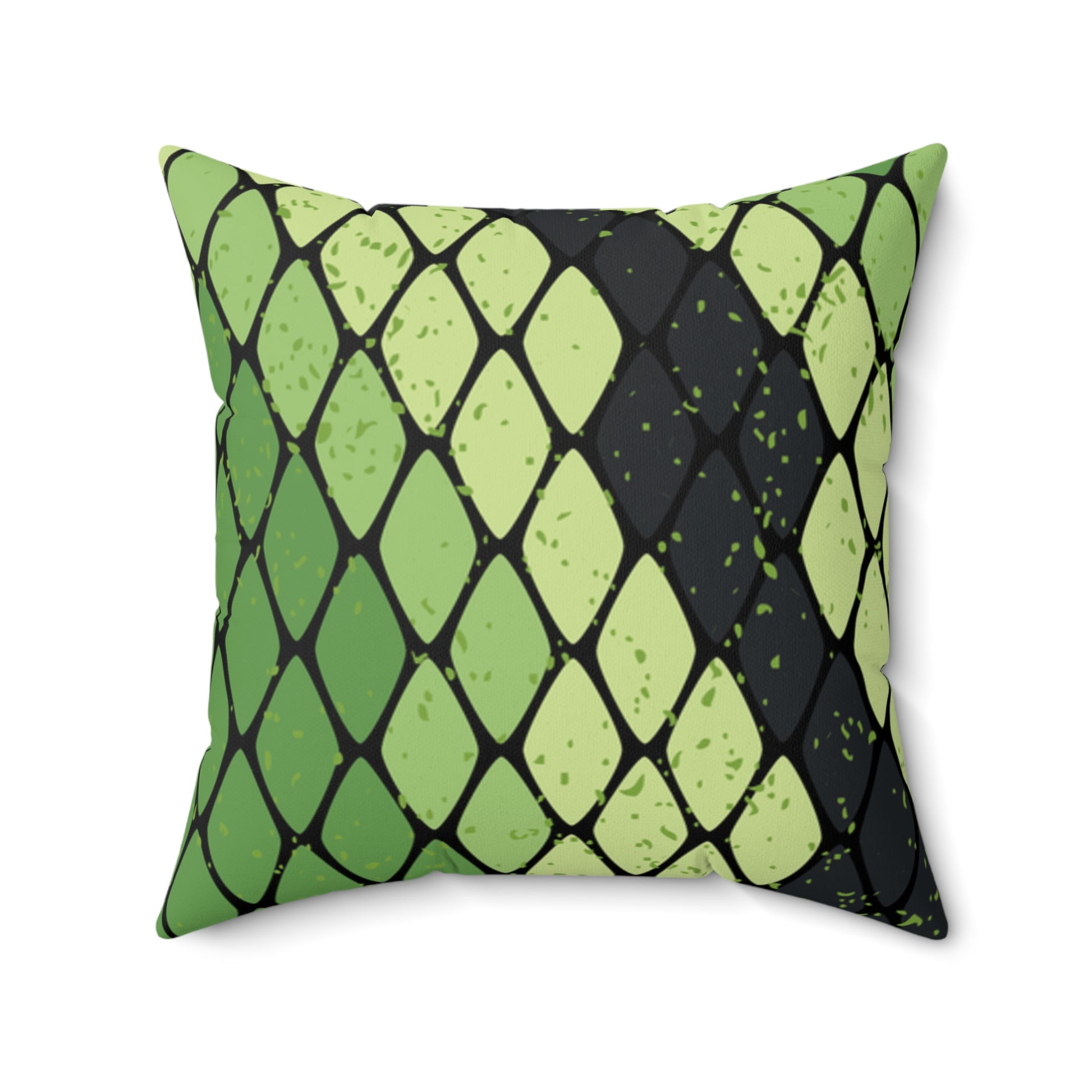 Snake Skin Green and Black Faux Suede Square Pillow, Artsulli - Art is Long, Life is Short, Home Decor, Size, 20" × 20", , , , , 11173423310438