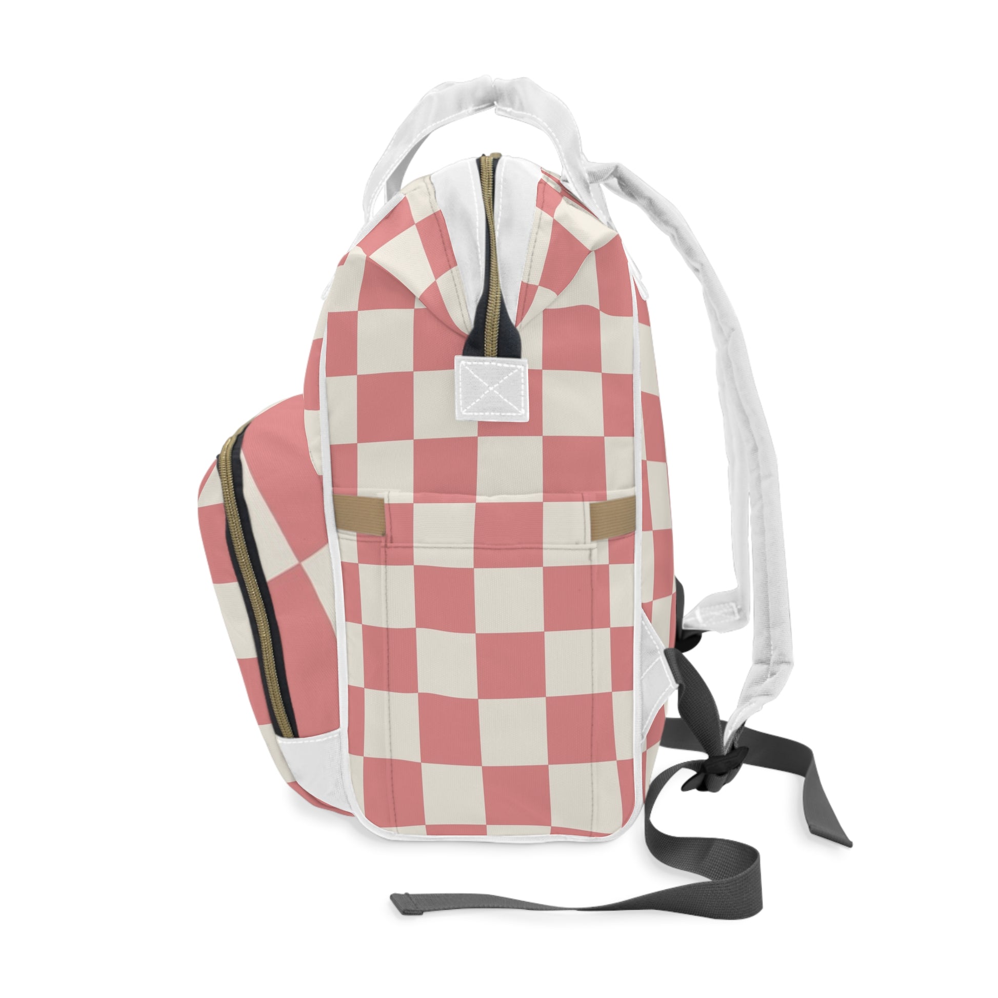 Retro Checkered Grassland Sprites Multifunctional Diaper Backpack, Artsulli - Art is Long, Life is Short, Bags, , , , , , , 