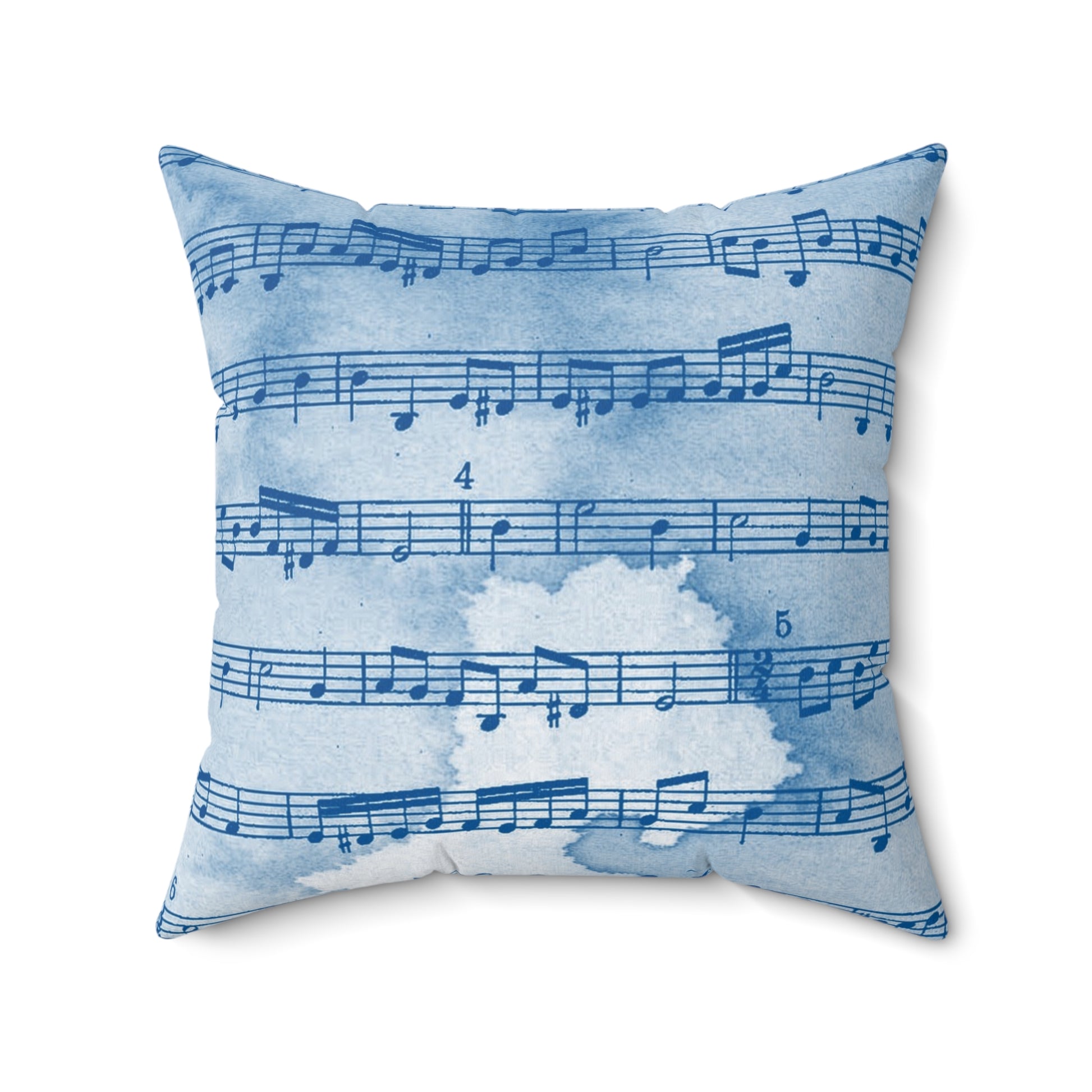 Drip Spill Type Beat Sheet Music Blue Spun Polyester Square Pillow, Artsulli - Art is Long, Life is Short, Home Decor, Size, 20" × 20", , , , , 69395881804201921886