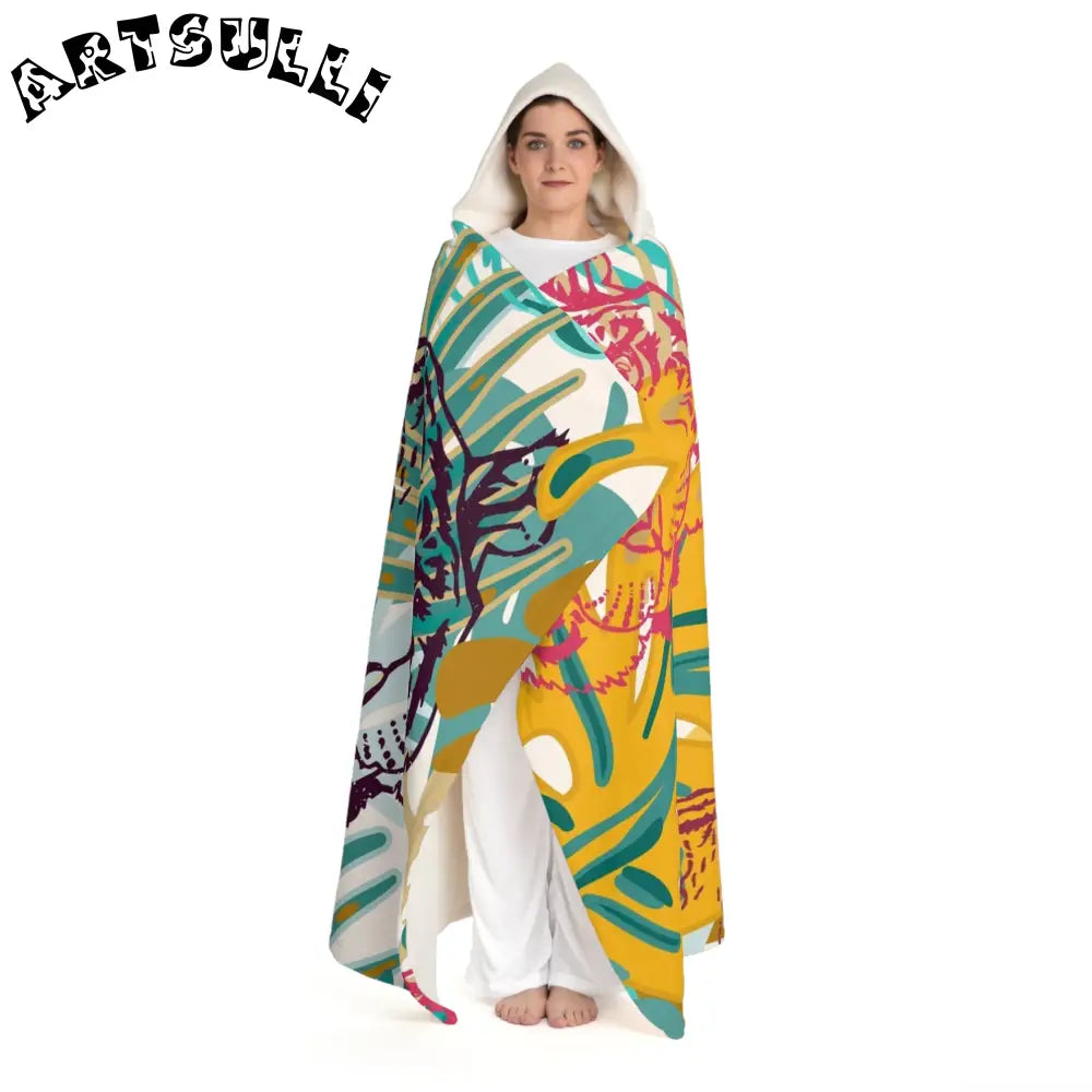 JAKKOUTTHEBXX Tropical Jungle Tigers Brown and Green Hooded Sherpa