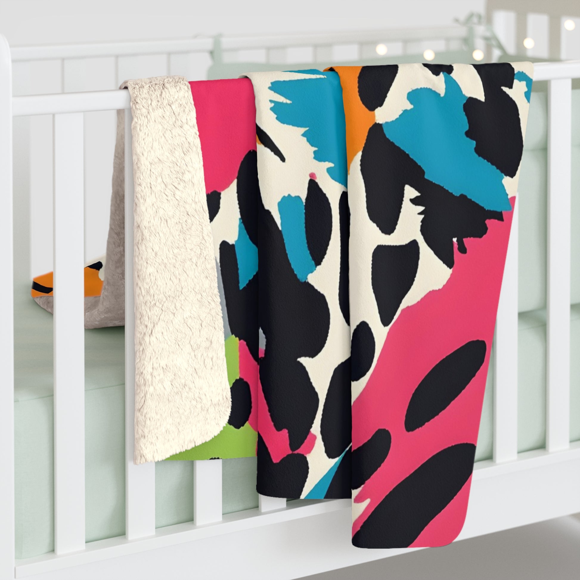 Wild Brush Strokes x Animal Print Multi-Color Sherpa Fleece Blanket, Artsulli - Art is Long, Life is Short, Home Decor, , , , , , , 