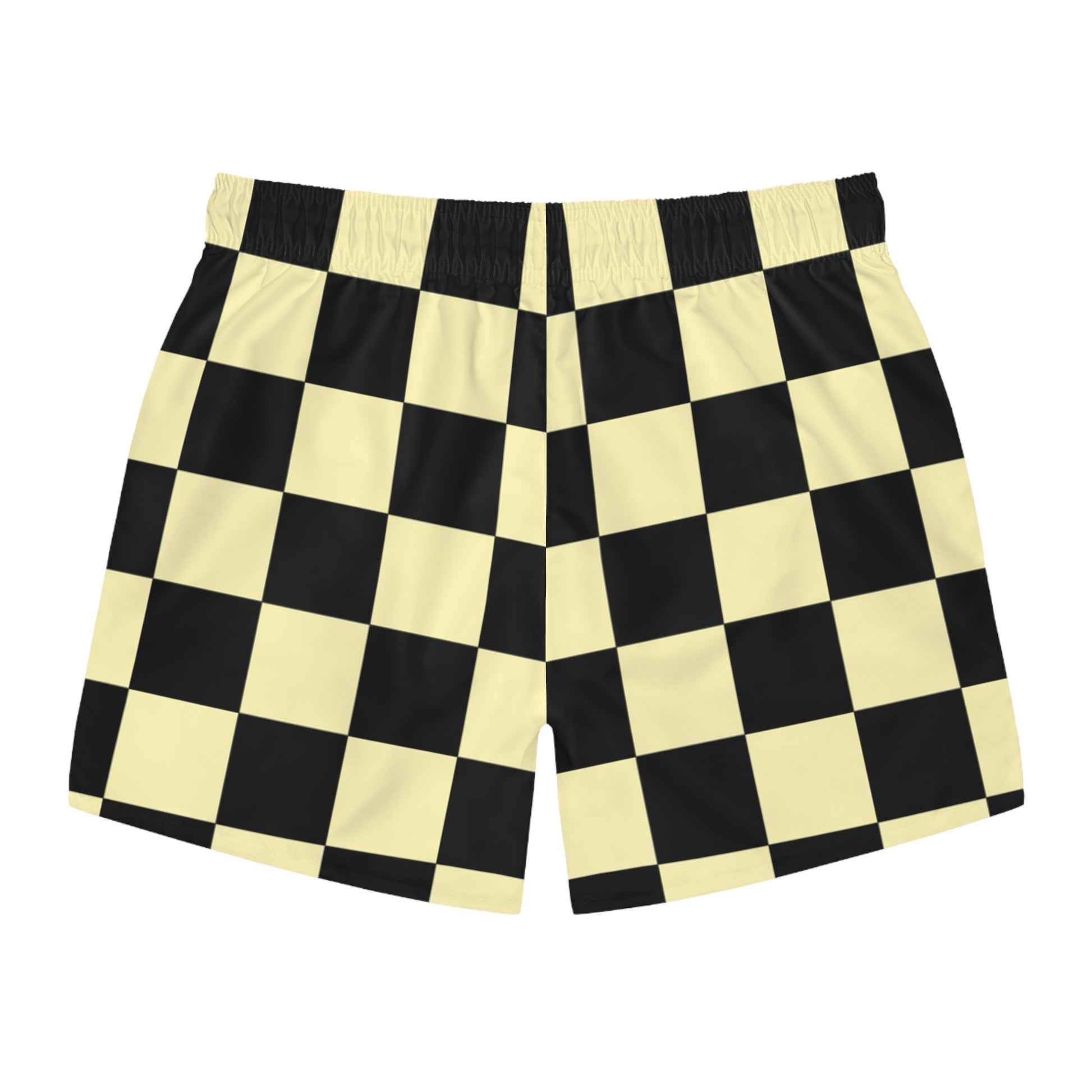 Checkerboard Black and Yellow Swim Trunks (AOP), Artsulli - Art is Long, Life is Short, All Over Prints, , , , , , , 