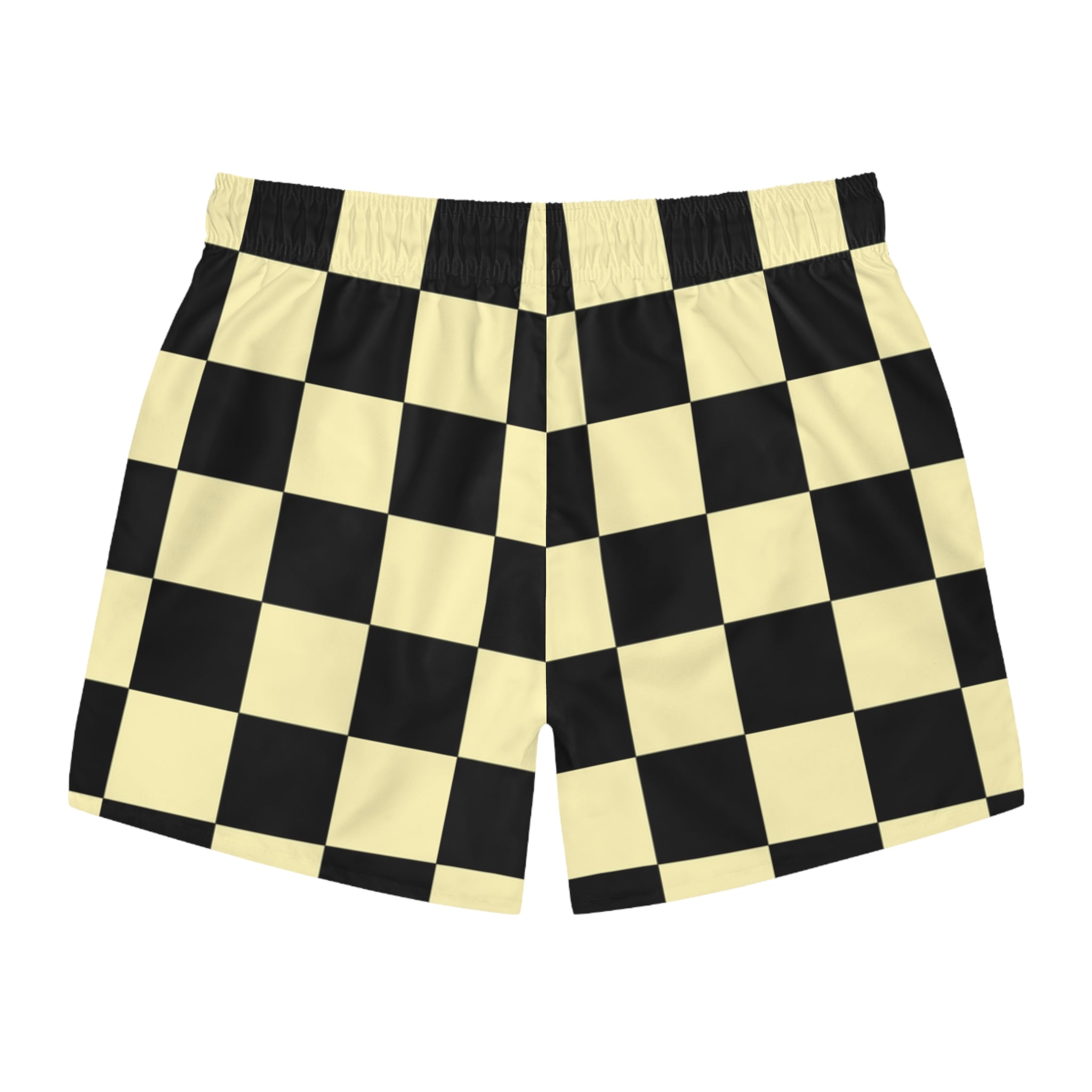 Checkerboard Black and Yellow Swim Trunks (AOP), Artsulli - Art is Long, Life is Short, All Over Prints, , , , , , , 