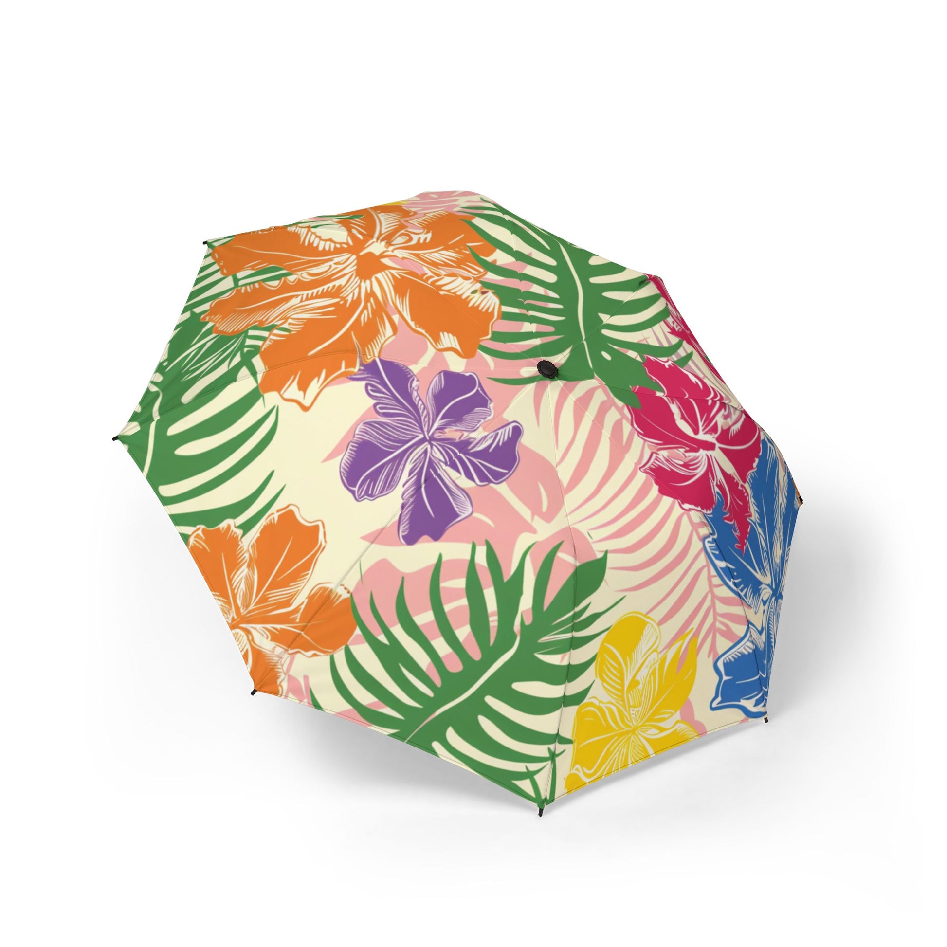 Blooming Tropical Flowers Semi-Automatic Foldable Umbrella, Artsulli - Art is Long, Life is Short, Accessories, Size, One size, , , , , 32834910312623856295