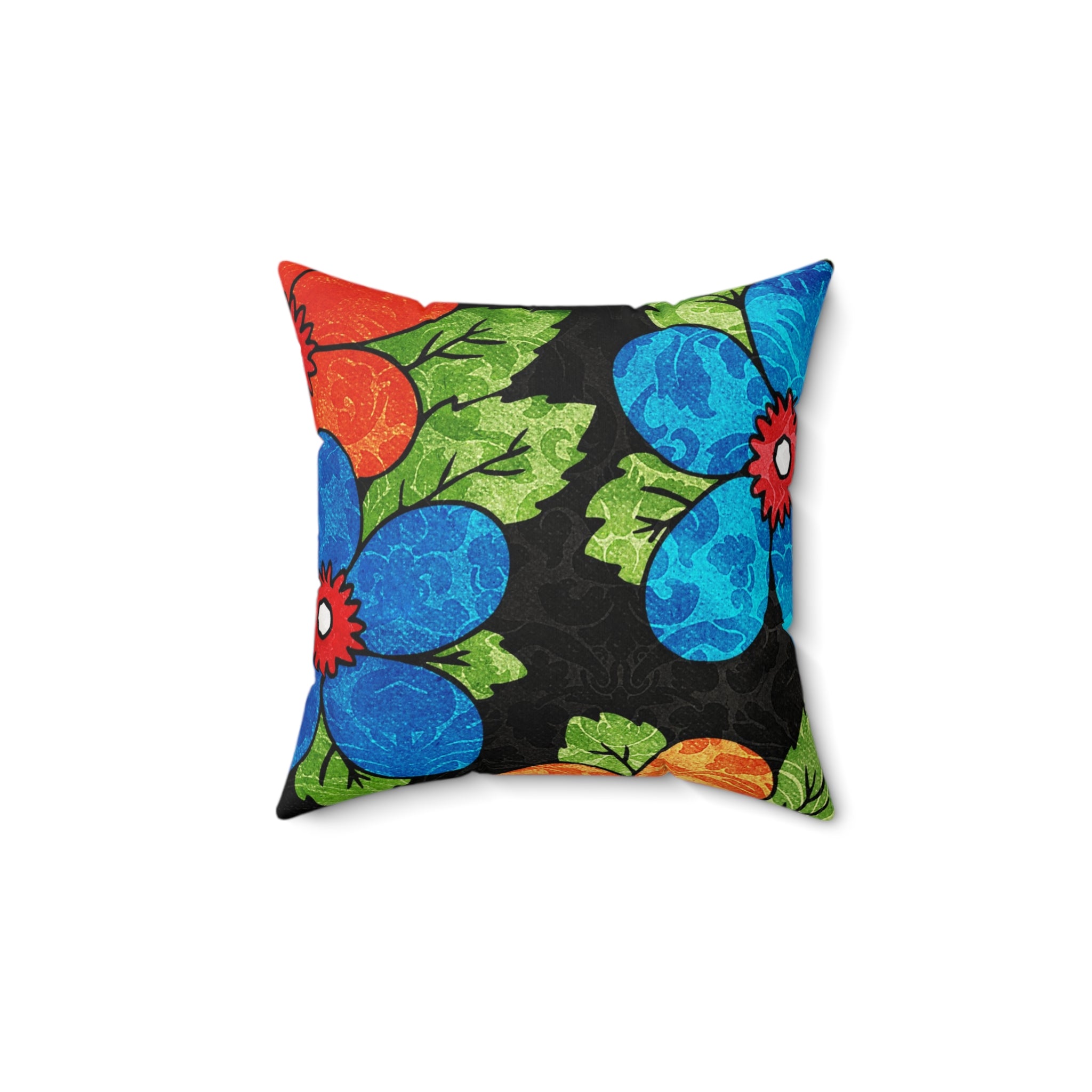 Groovy Black Floral Kl Spun Polyester Square Pillow, Artsulli - Art is Long, Life is Short, Home Decor, Size, 14" × 14", , , , , 29549375131635832875