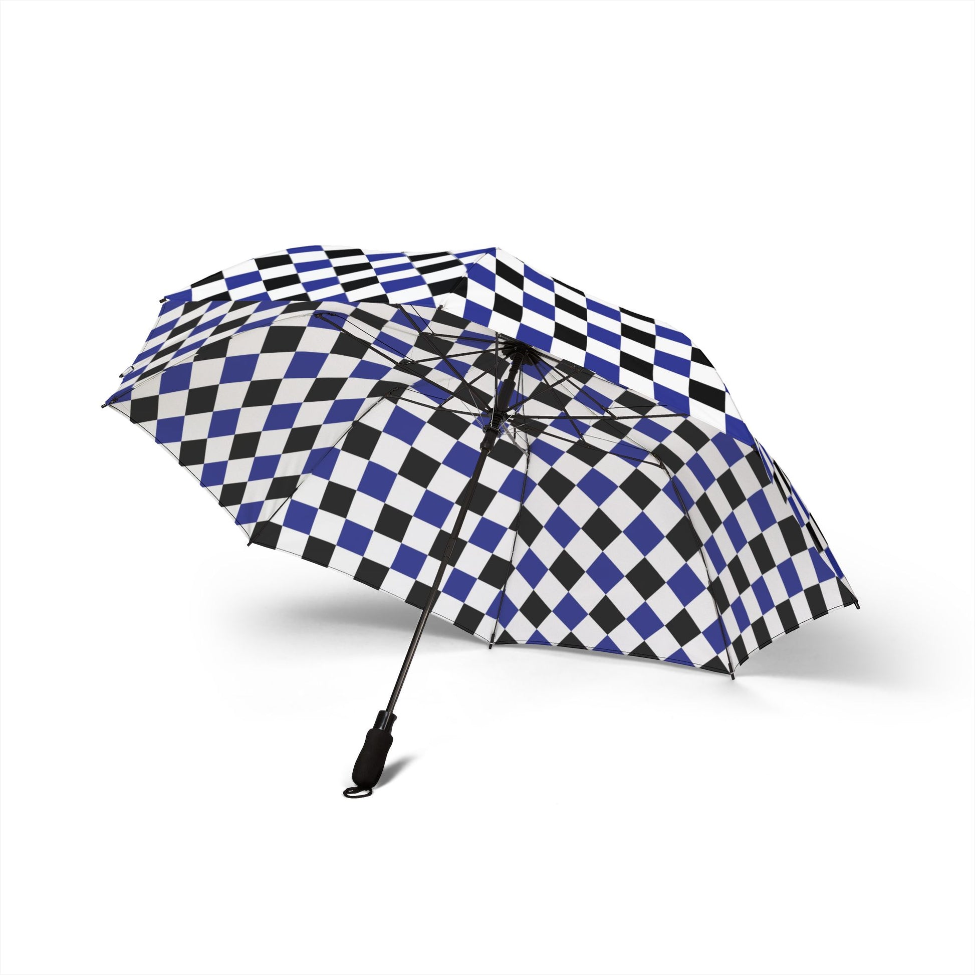 Checkerboard II Blue White and Black Semi-Automatic Foldable Umbrella, Artsulli - Art is Long, Life is Short, Accessories, , , , , , , 