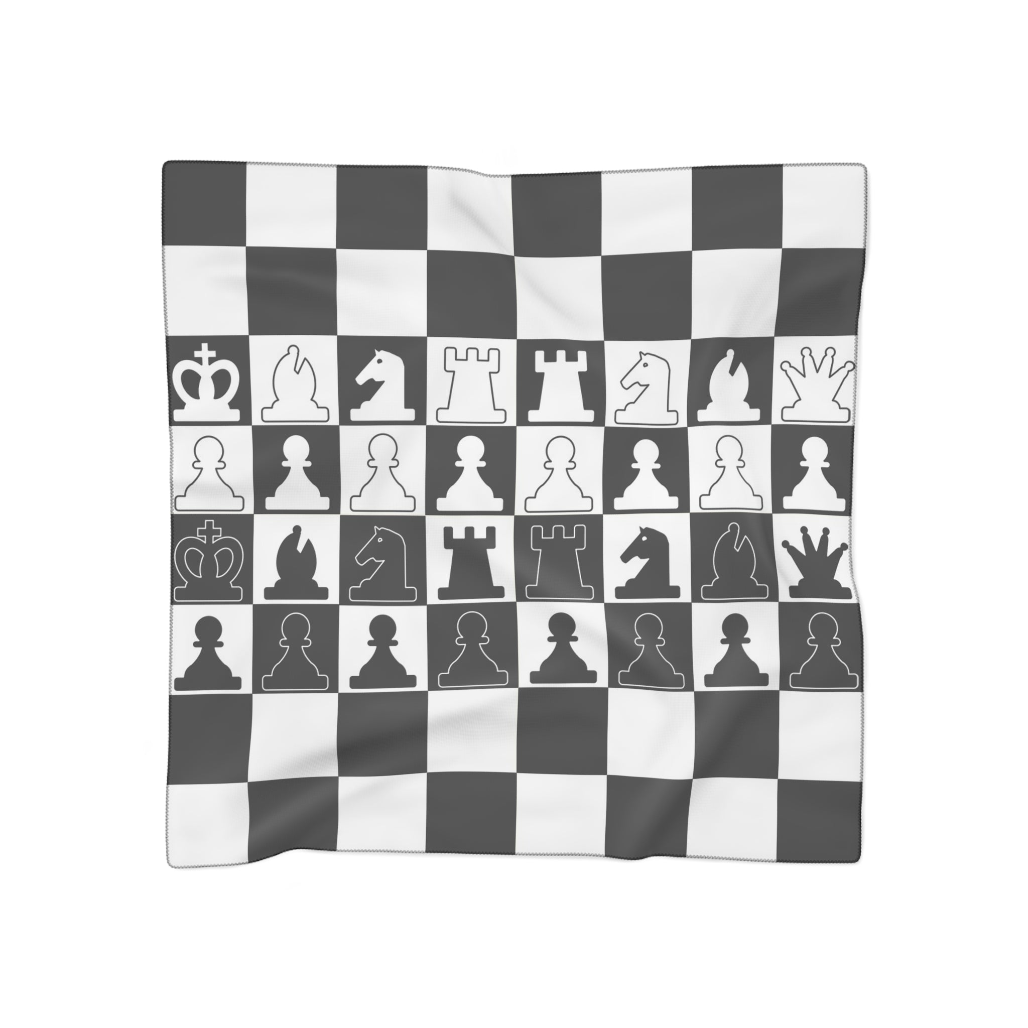 Chessboard Black and White Poly Scarf, Artsulli - Art is Long, Life is Short, Accessories, Color, Poly chiffon, Size, 50" × 50", , , 13228262747133554147