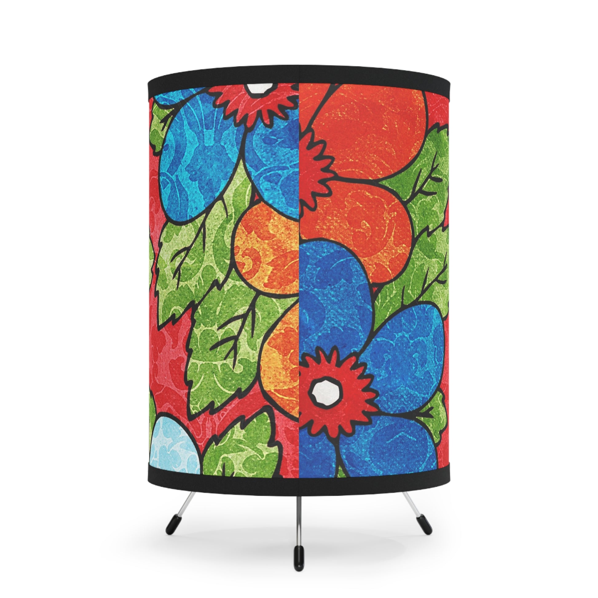 Groovy Red Floral Kl Tripod Lamp with High-Res Printed Shade, US\CA plug, Artsulli - Art is Long, Life is Short, Home Decor, , , , , , , 