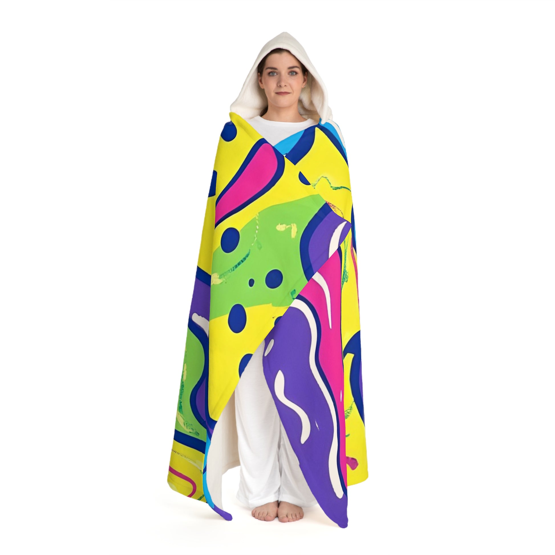 90s Trippy Slime Hooded Sherpa Fleece Blanket, Artsulli - Art is Long, Life is Short, All Over Prints, , , , , , , 
