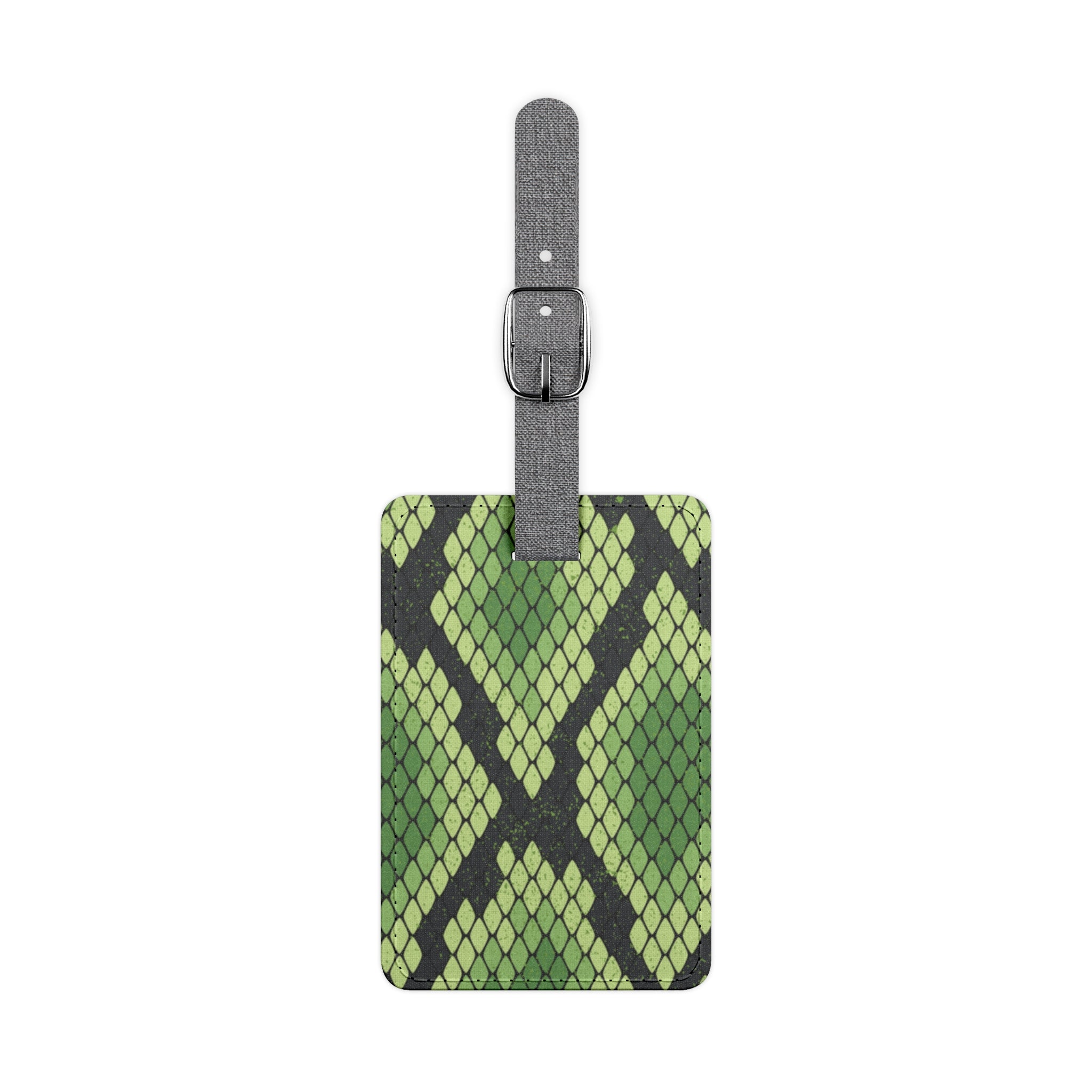 Snake Skin Green and Black Saffiano Polyester Luggage Tag, Rectangle, Artsulli - Art is Long, Life is Short, Accessories, Size, One size, Shape, Rectangle, , , 11213210033334