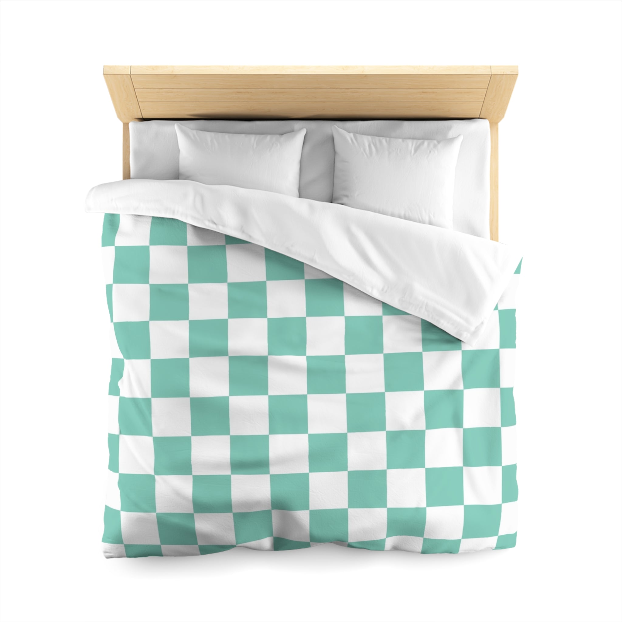 Checkerboard Light Green Microfiber Duvet Cover, Artsulli - Art is Long, Life is Short, Home Decor, , , , , , , 