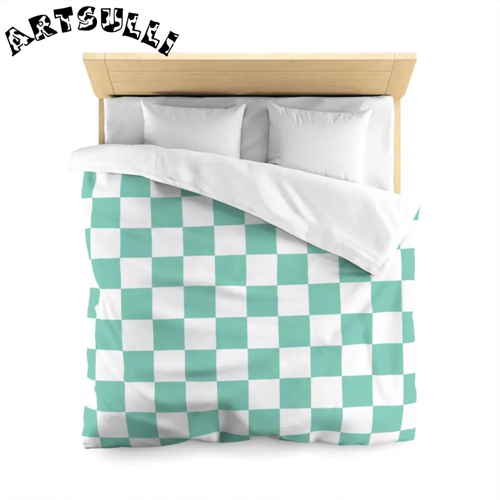 JAKKOUTTHEBXX Checkerboard Light Green Microfiber Duvet Cover