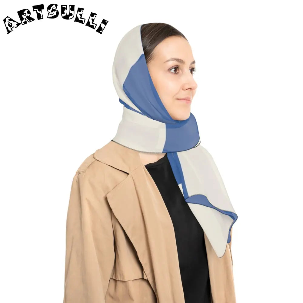 JAKKOUTTHEBXX Checkerboard Blue Poly Scarf JAKKOUTTHEBXX Artsulli