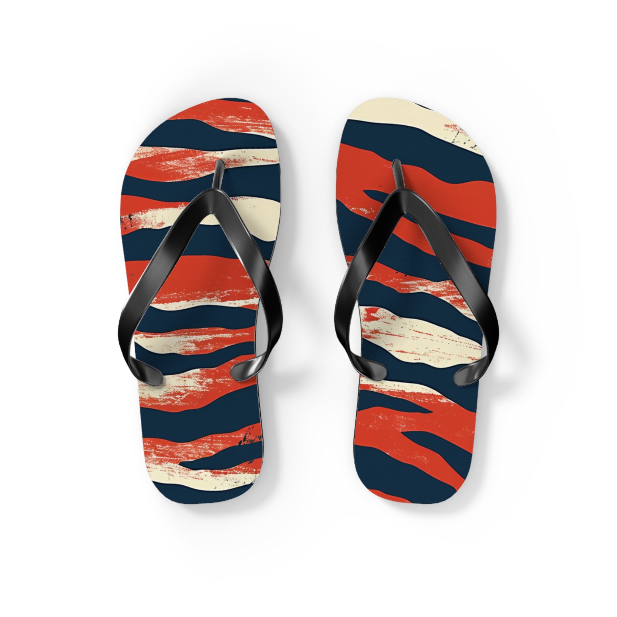 Camo Tiger Stripes Flip Flops, Artsulli - Art is Long, Life is Short, Shoes, Size, S, Color, Black sole, , , 17616005744597