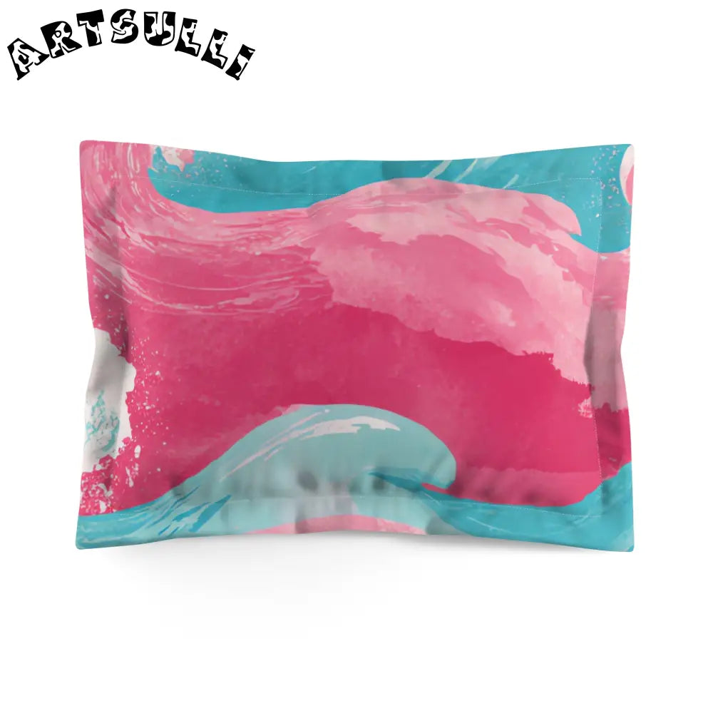 JAKKOUTTHEBXX The Great Pastelwave Pink and Blue Microfiber Pillow