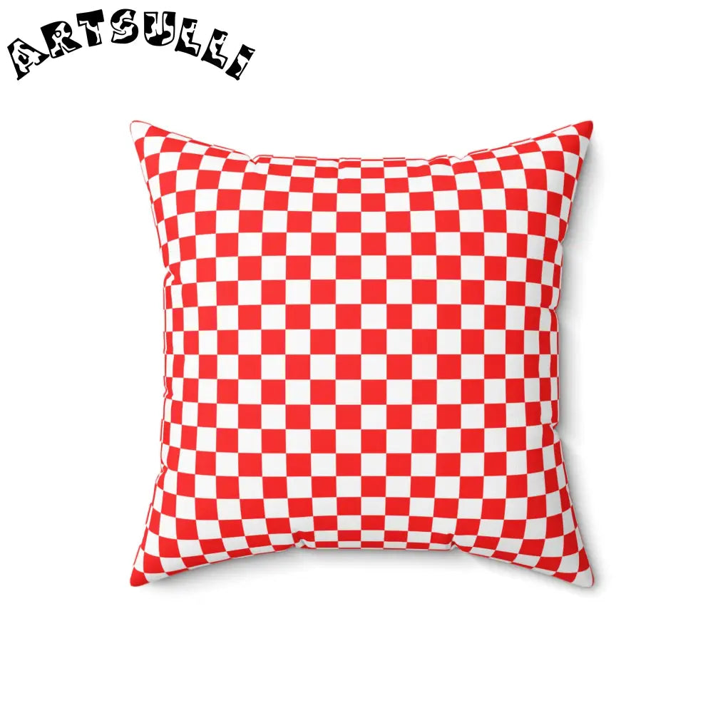 JAKKOUTTHEBXX Checkerboard Red and White Spun Polyester Square