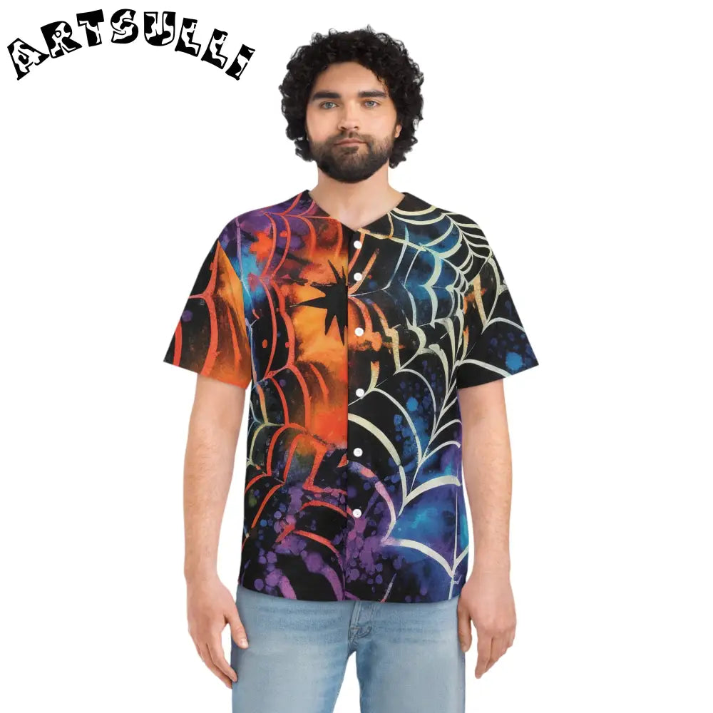 JAKKOUTTHEBXX Split Color Spiderweb Baseball Jersey 2025