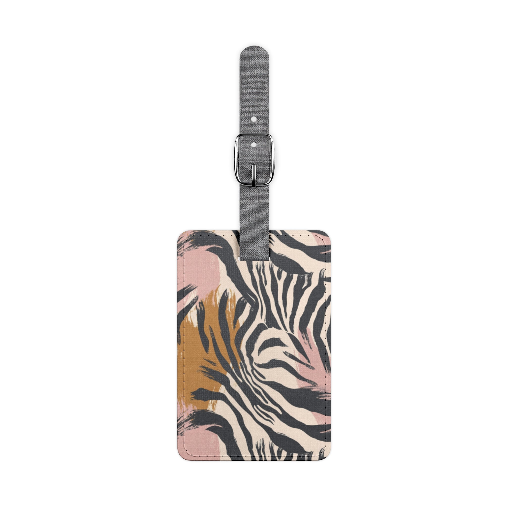 Beige Zebra Jungle Flats Saffiano Polyester Luggage Tag, Rectangle, Artsulli - Art is Long, Life is Short, Accessories, Size, One size, Shape, Rectangle, , , 72532588415841