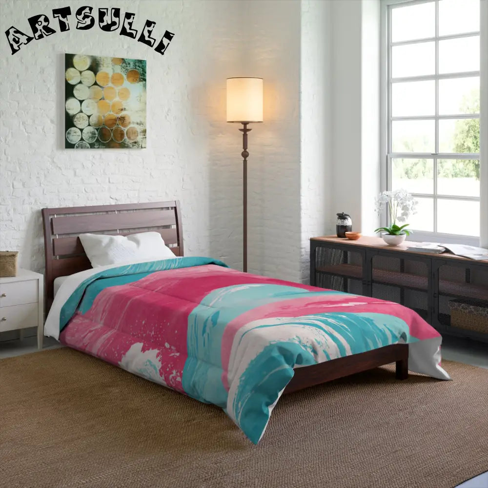 JAKKOUTTHEBXX The Great Pastelwave Pink and Blue Comforter