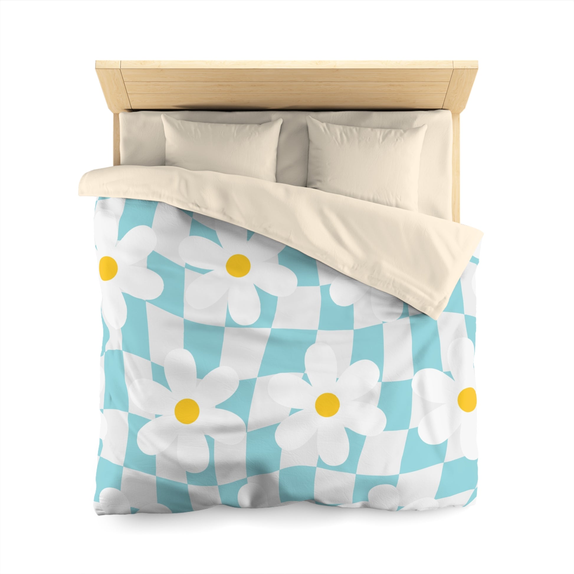 Trippy Check Garden Microfiber Duvet Cover, Artsulli - Art is Long, Life is Short, Home Decor, , , , , , , 