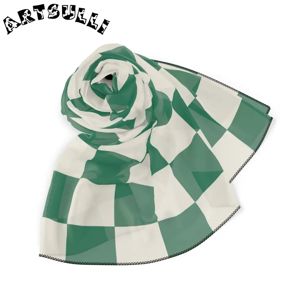 JAKKOUTTHEBXX Checkerboard II Dark Green Poly Scarf JAKKOUTTHEBXX