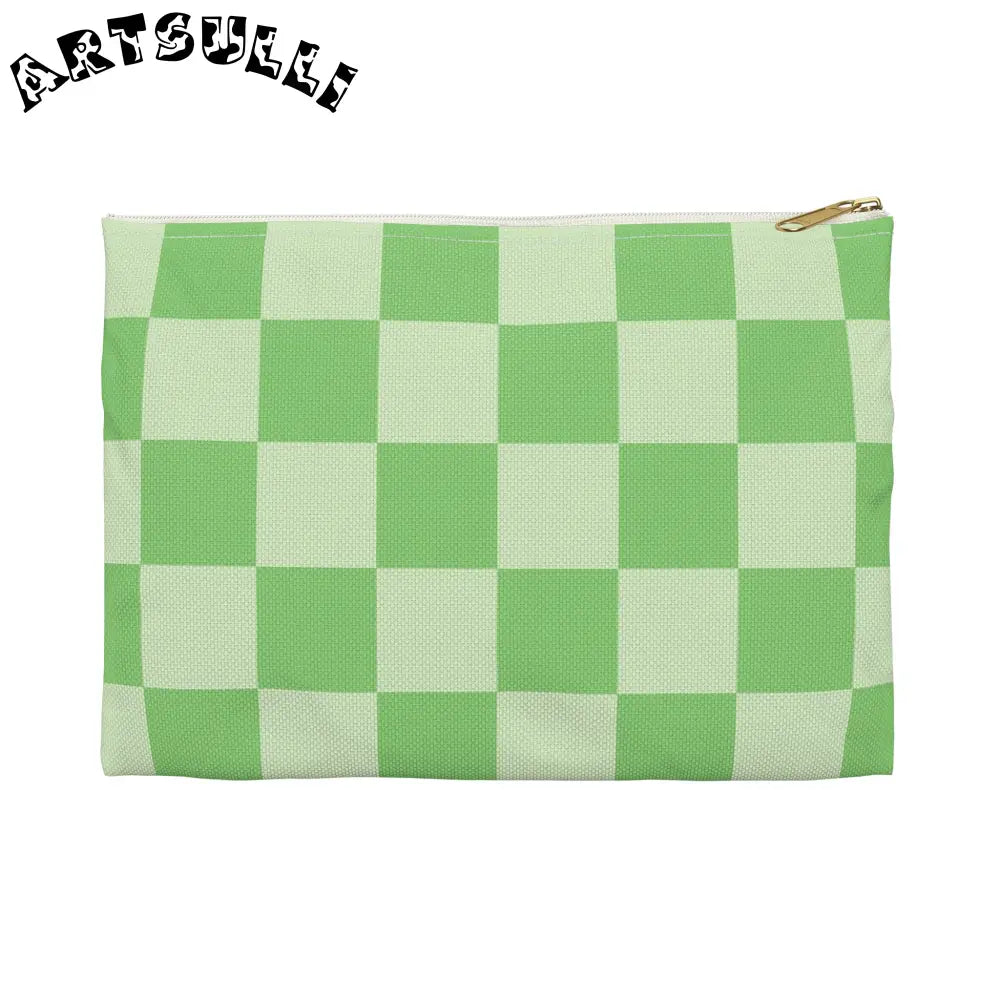JAKKOUTTHEBXX Checkerboard Green Accessory Pouch JAKKOUTTHEBXX