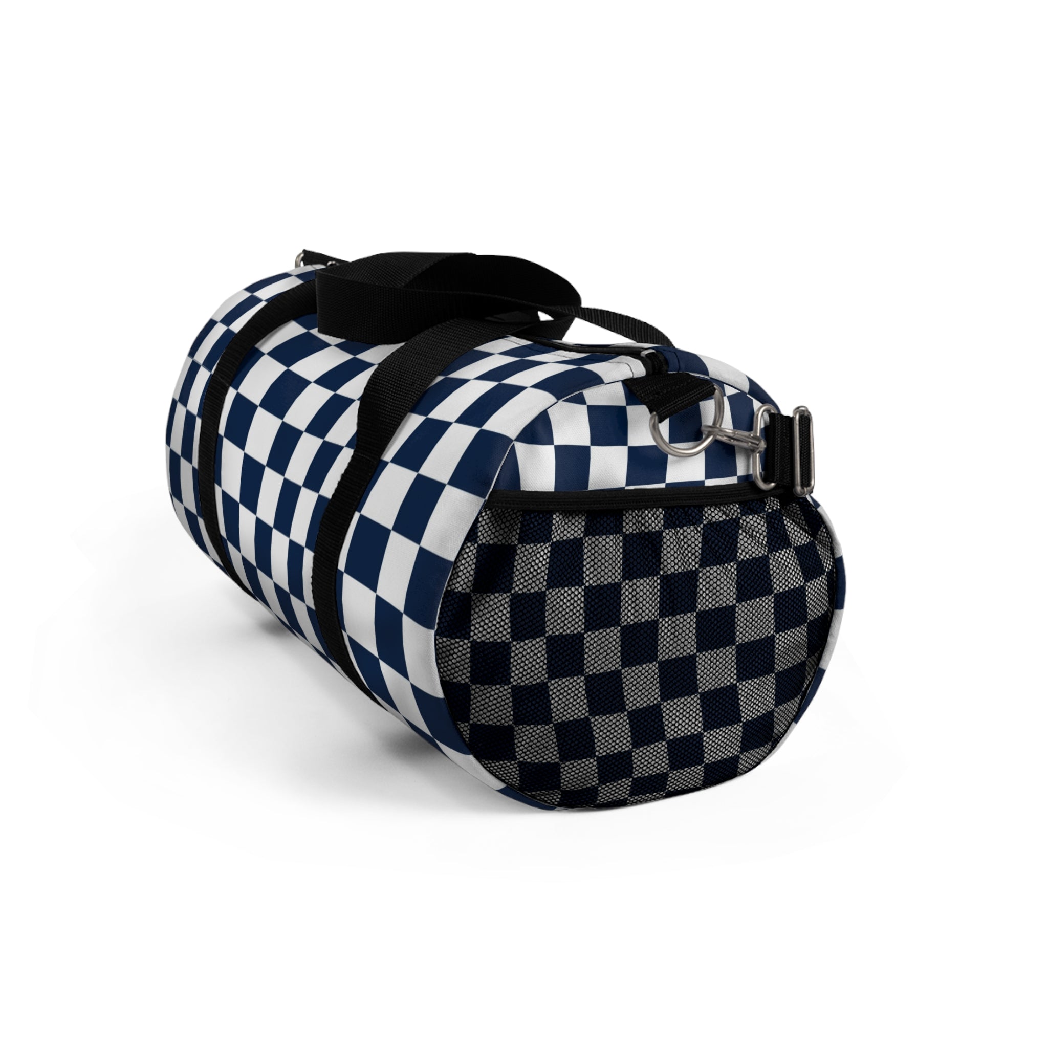 Checkerboard II White and Navy Blue Duffel Bag, Artsulli - Art is Long, Life is Short, Bags, , , , , , , 